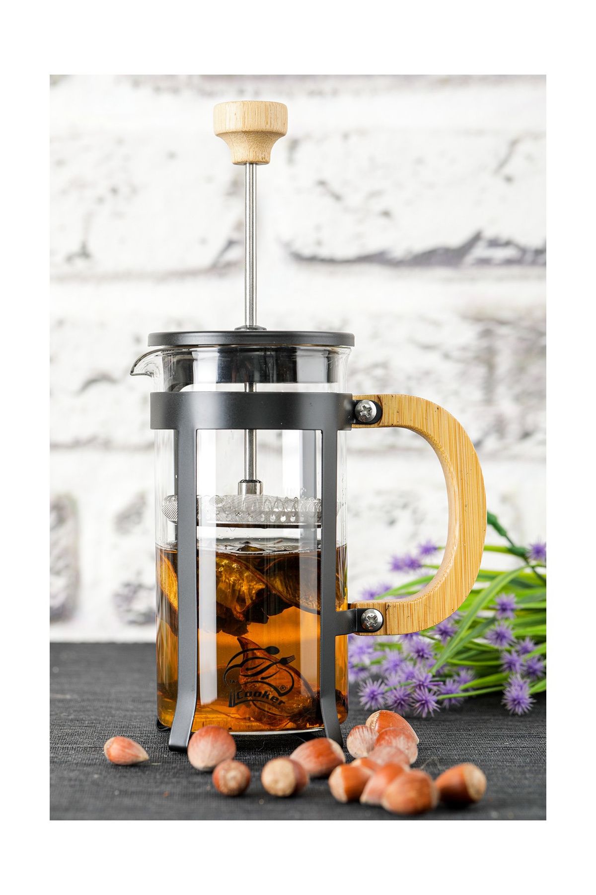 Serero Lüx Cam 350 ml French Press Siyah