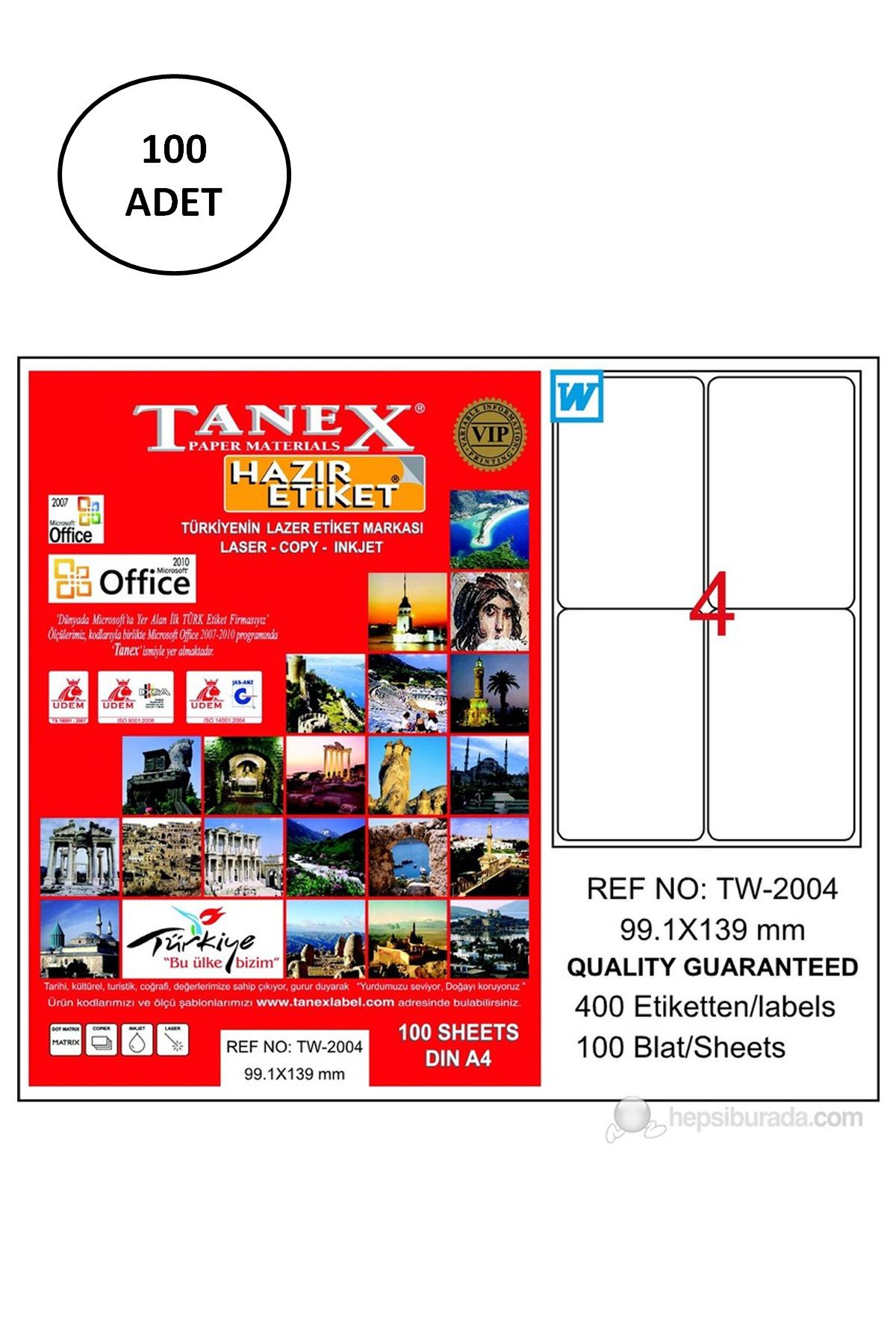 Serero Tanex Tw-2004 Lazer Etiket 99X139 Mm 100 Adet
