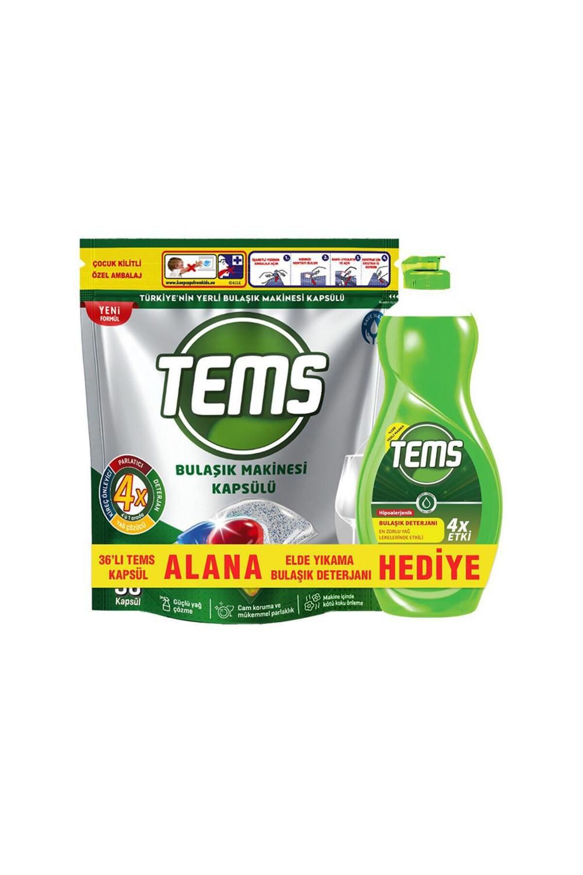 Dermokil Tems Bulaşık Makinesi Kapsülü 36 Adet + Elde Bulaşık Deterjanı 500 ml Hediye