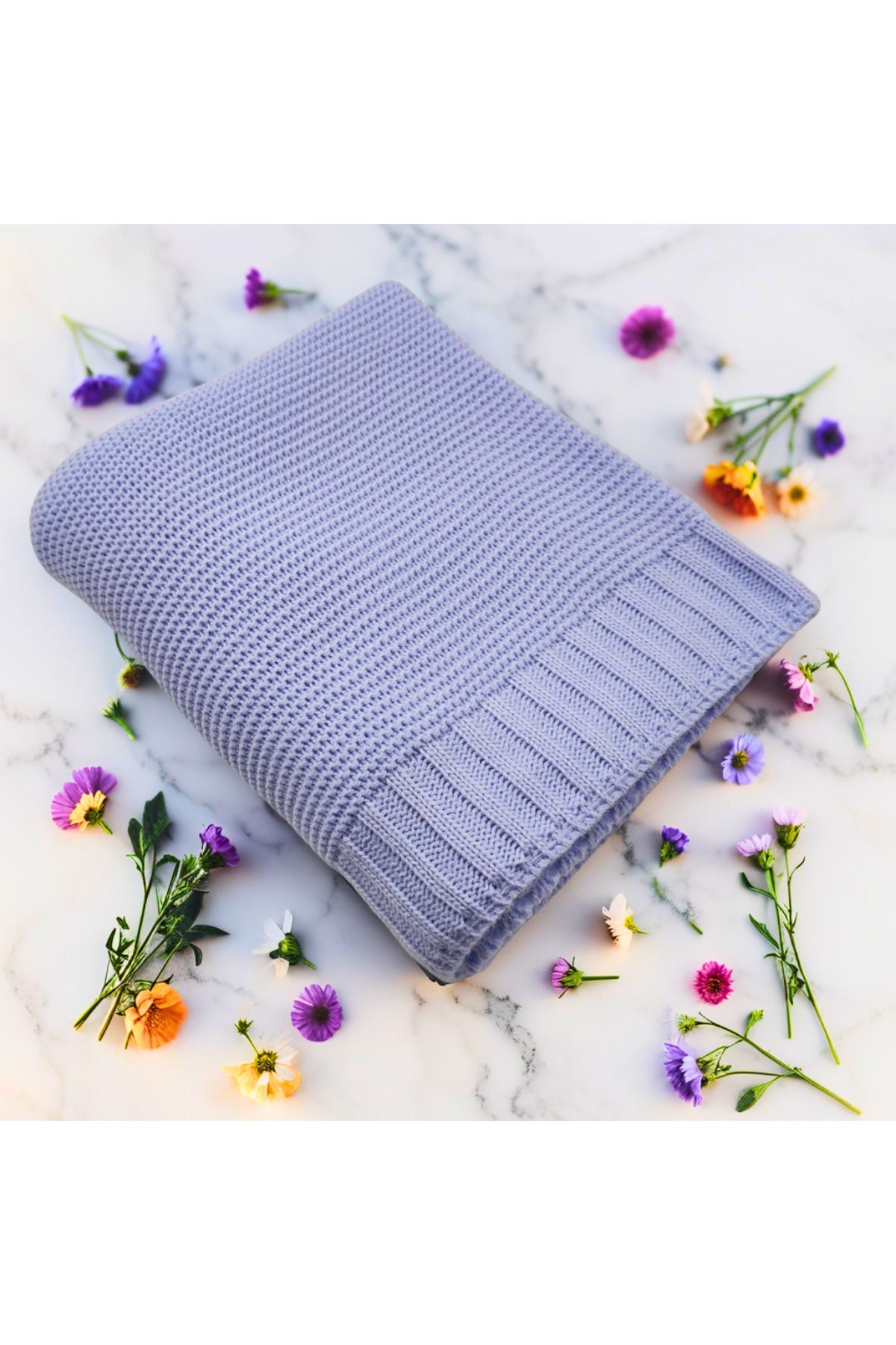 CHIMARIVA Kişiye Özel Triko Bebek Battaniyesi - %100 Pamuk, Yumuşak, Hediye ve Baby Shower İçin İdeal
