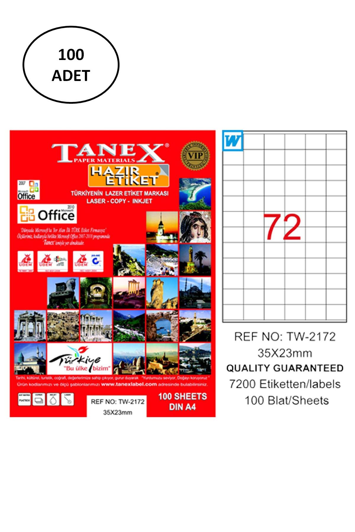 Serero Tanex Tw-2172 Lazer Etiket 35X23 Mm 100 Lü