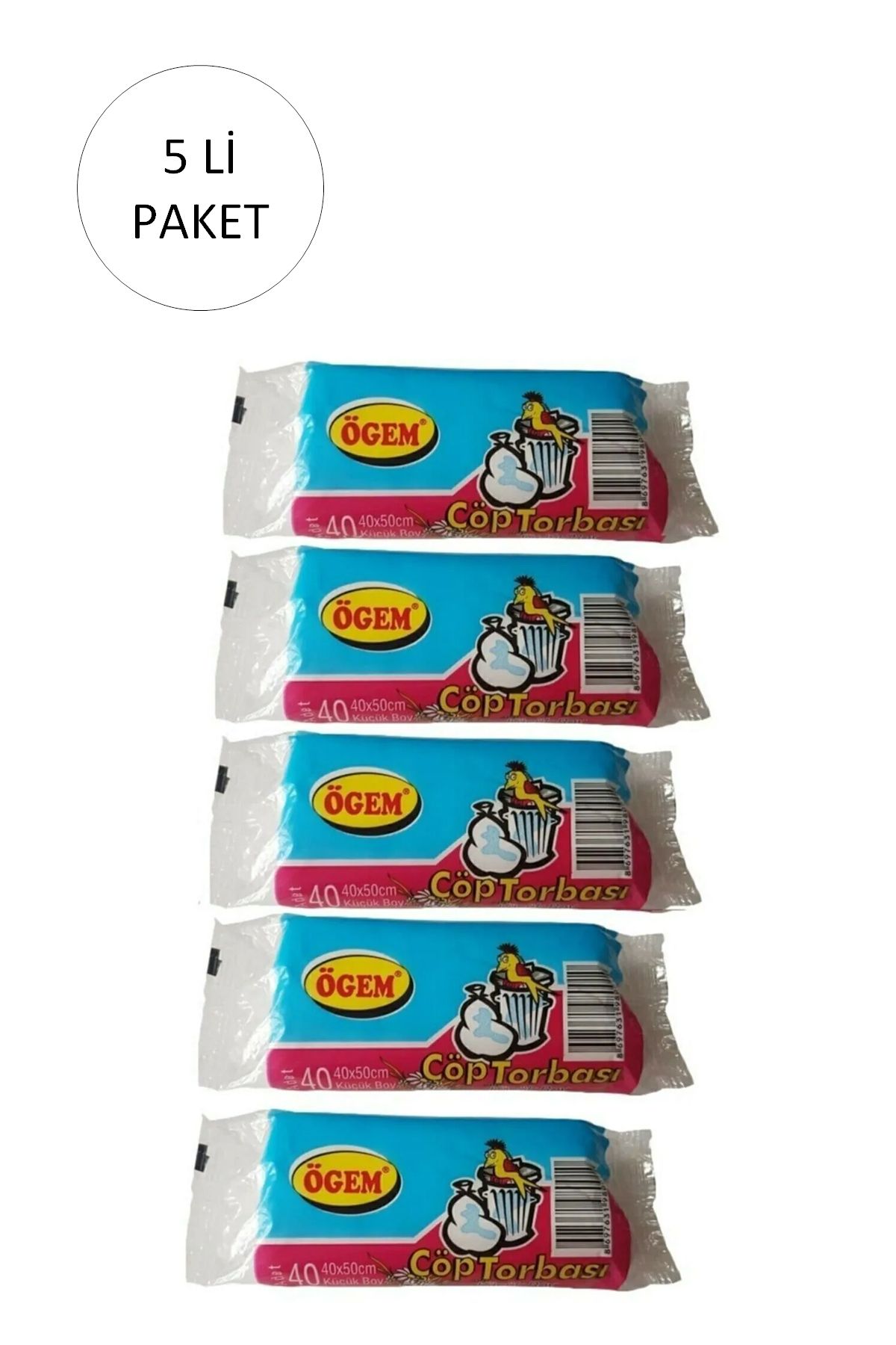 Serero Küçük Boy Çöp Torbası 40 x 50 cm 40 Lı Rulo x 5 Paket = 200 Adet (Şeffaf)