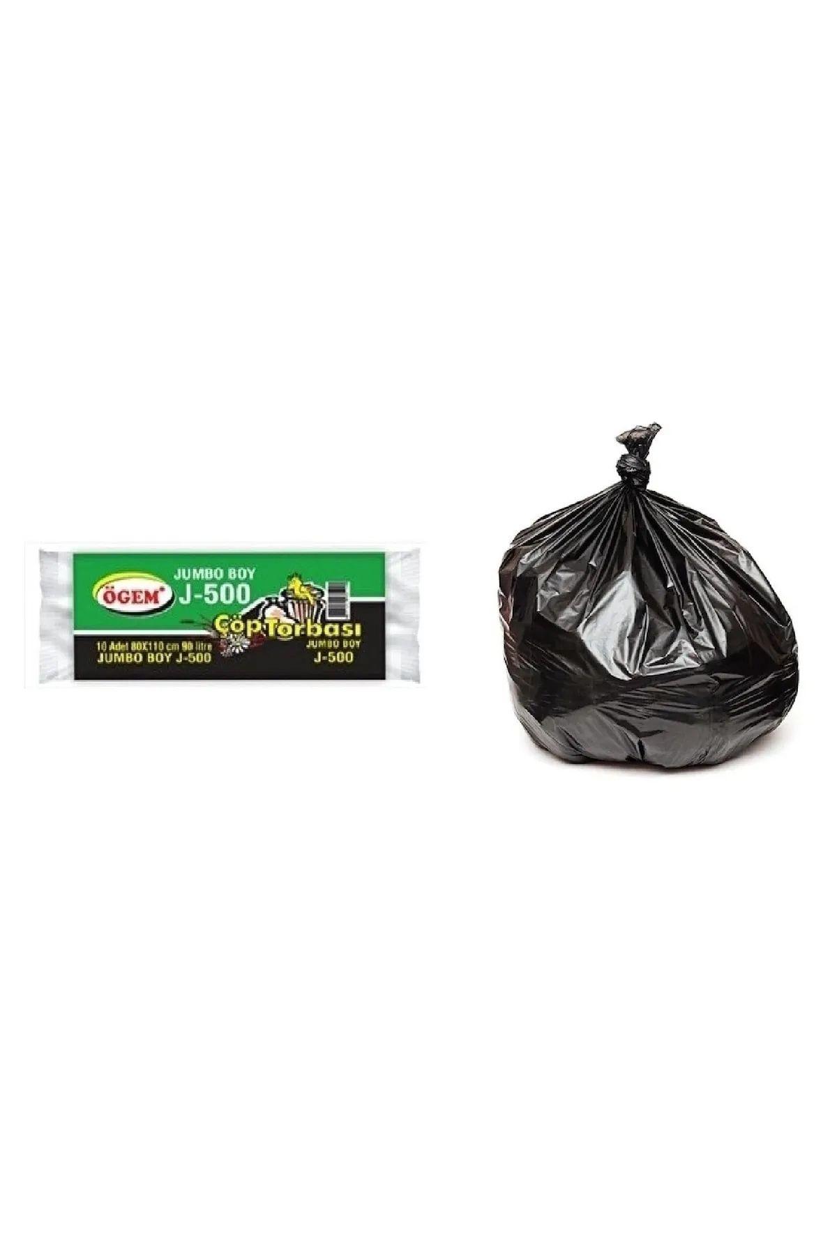 Serero J-500 Jumbo Boy Çöp Torbası 80 x 110 cm 10 Lu Rulo x 1 Paket = 10 Adet (Siyah)