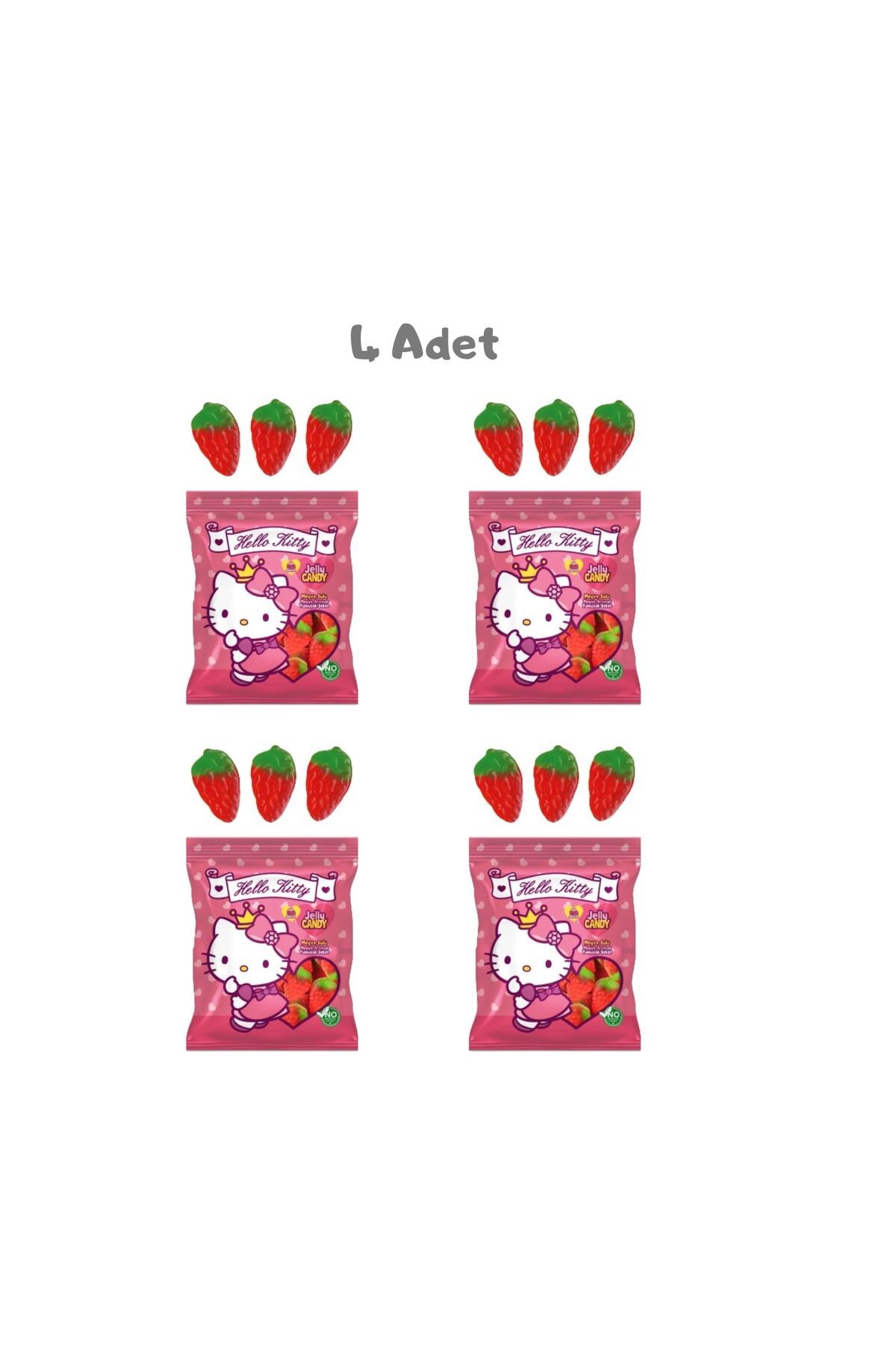 Hello Kitty Çilek Meyve Aromalı Yumuşak Şeker 40 Gr. 4 Adet