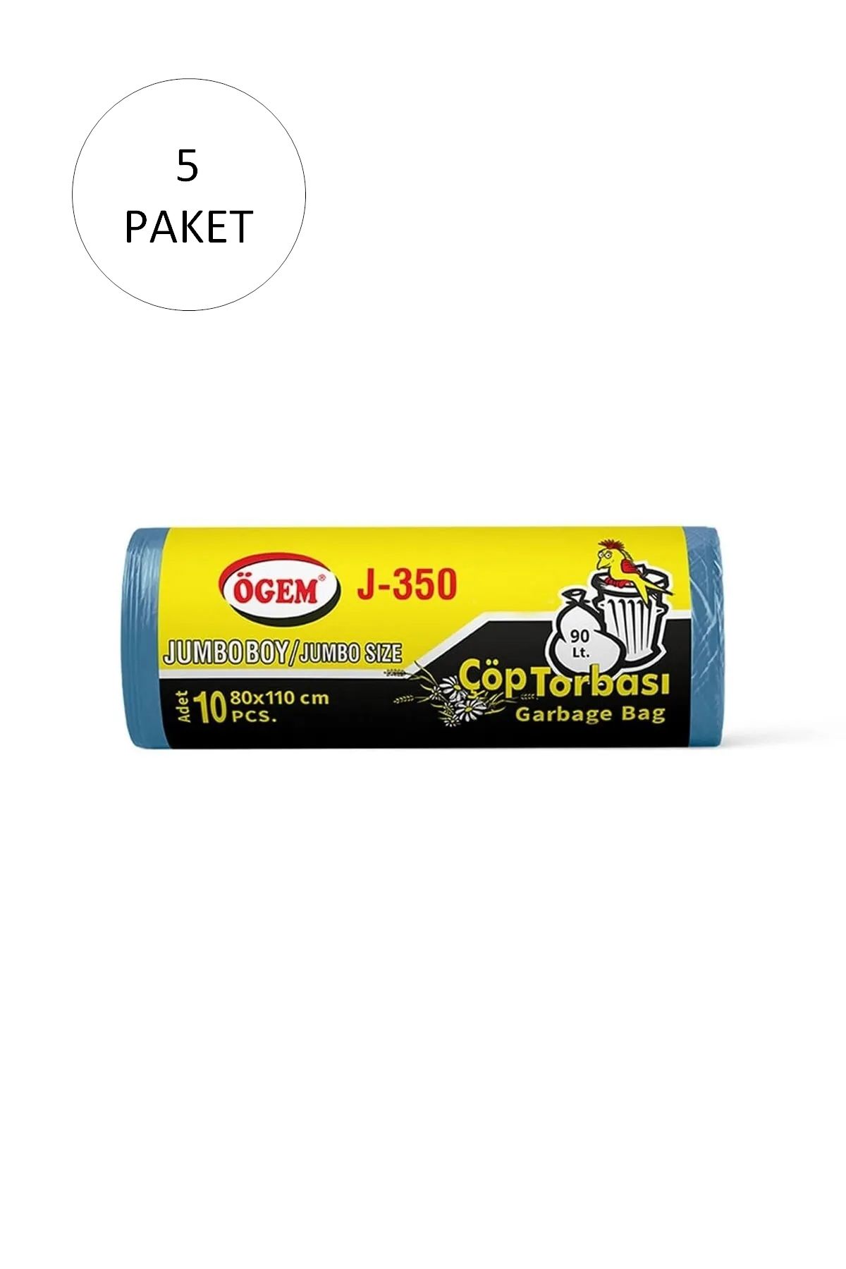 Serero J-350 Jumbo Boy Çöp Torbası 80 x 110 cm 10 Lu Rulo x 5 Paket = 50 Adet (Mavi)