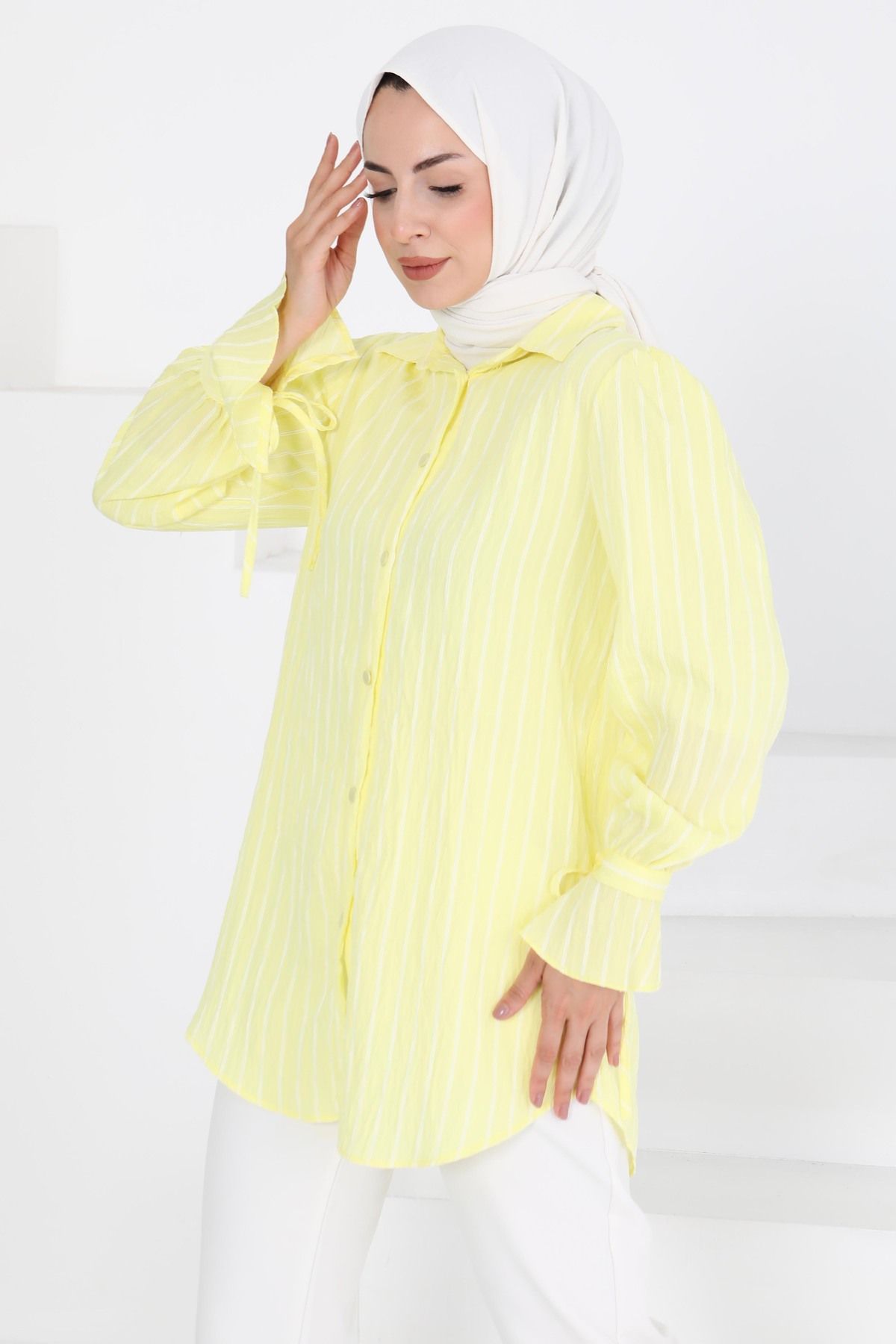 TOFİSA Çizgili Tunik Sari - 27275