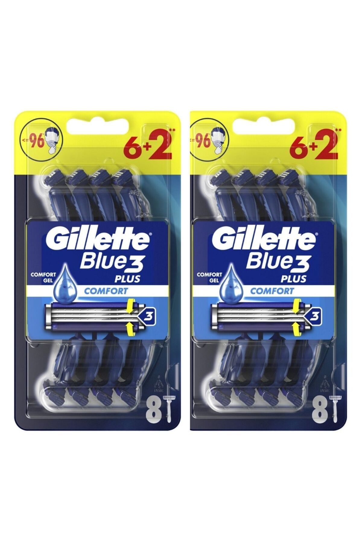 Gillette Blue3 Plus Tıraş Bıçağı 6+2 Comfort X 2 Adet