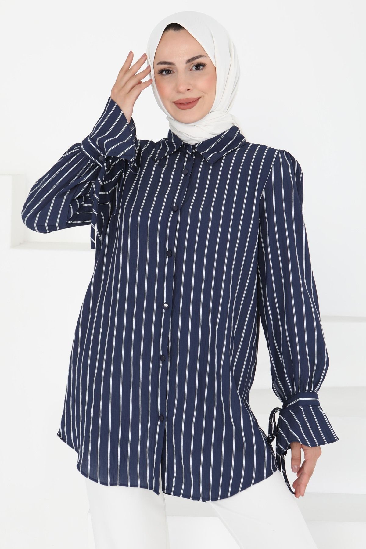 TOFİSA Çizgili Tunik Lacivert - 27275