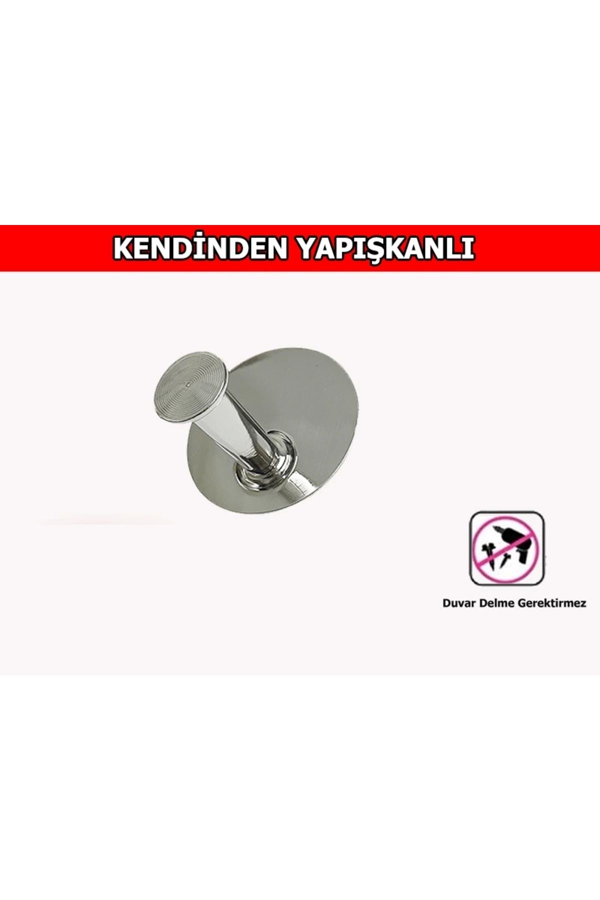 ardini ASKILIK YAPIŞKANLI YUVARLAK TEKLİ KROM RENGİ PAKETTE 4 ADET