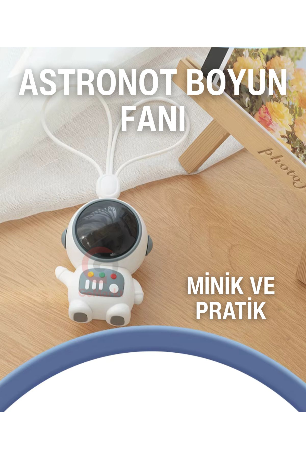 GoMarkt Astronot Tasarımlı Mini Güçlü Fan Renkli Mini El Pervanesi Şarjlı Usbli Sevimli Astronot El Fanı