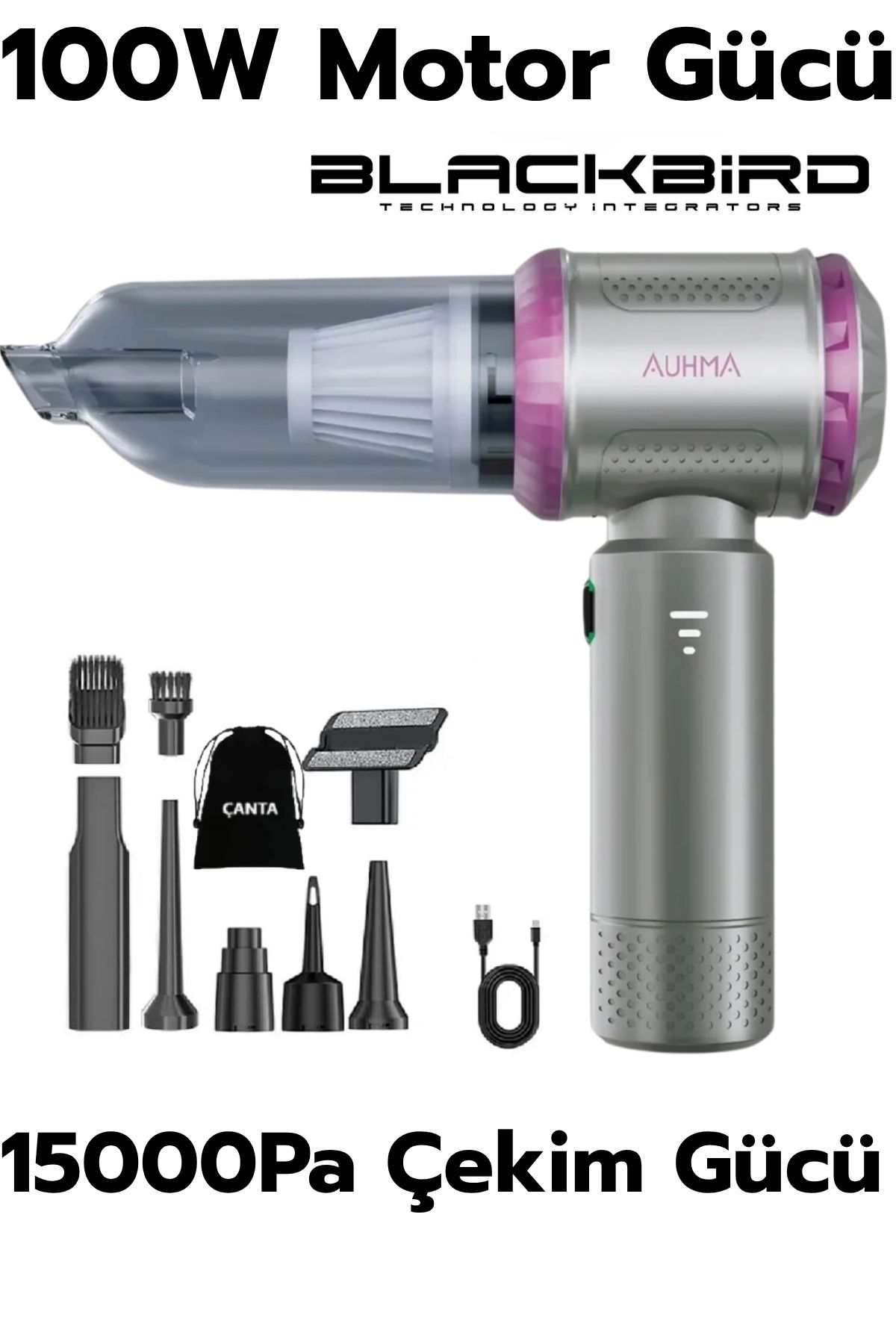 Blackbird Game Center Auhma Ahv-13 2 İn 1 15000PA 3 Kademeli Vakumlu Üflemeli Araç Süpergesi
