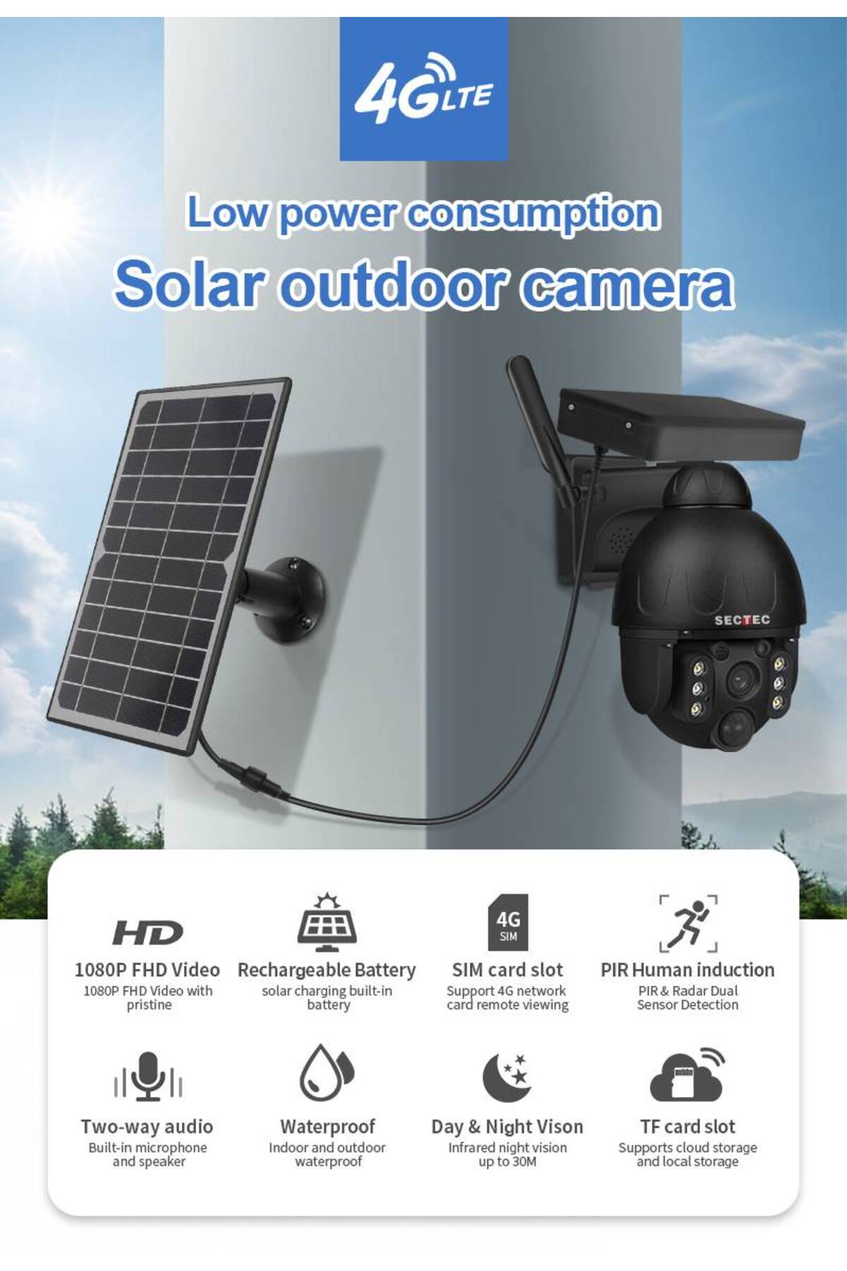 GÜMRÜK BEY ST-S588M 4G Wifi Solar Güneş Enerji Şarjlı PTZ IP Güvenlik Kamerası 3Mp. 3.6MM/F2.2 1920x1080p fotoğrafı 2 (önizleme)