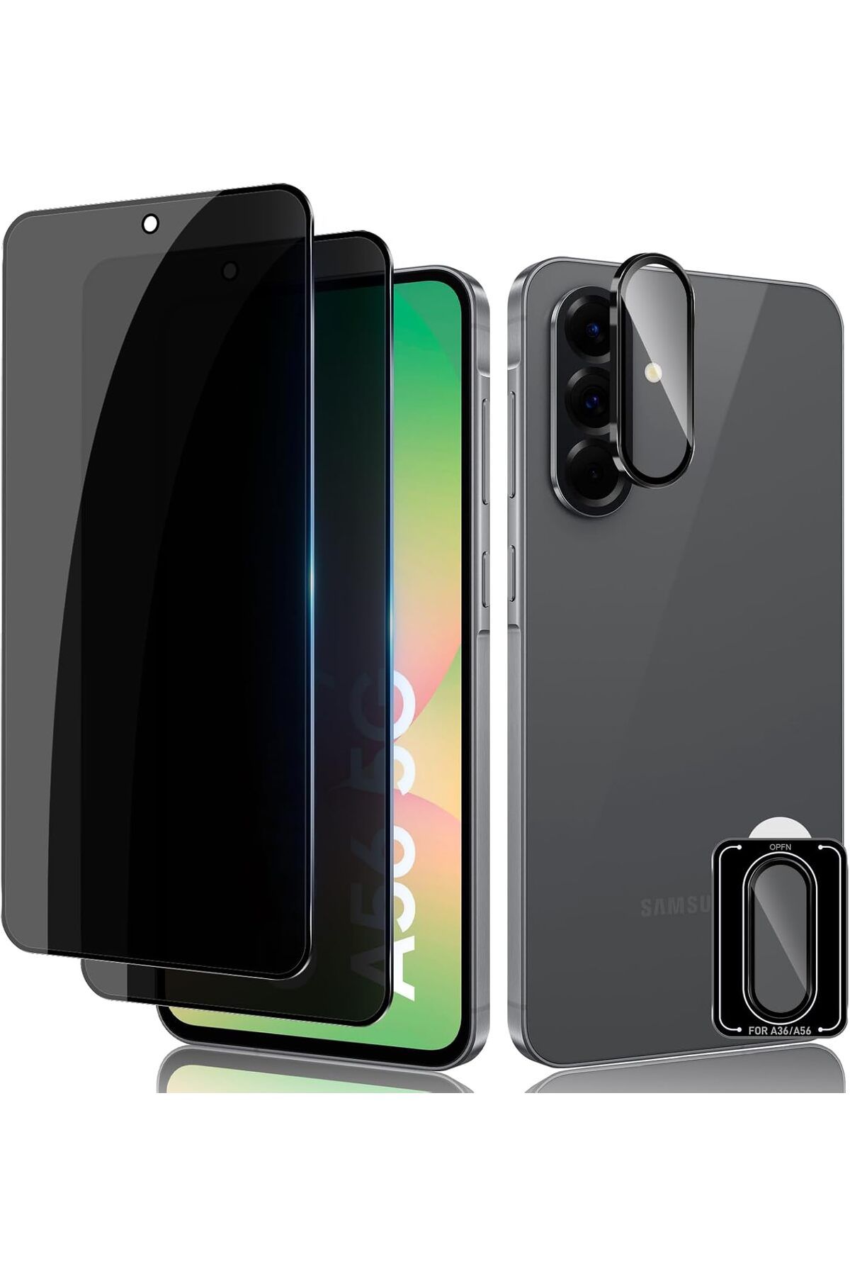 aheaks Samsung Galaxy A56 Hayalet Ekran Koruyucu, Nano Cam + Kamera Koruma Lensi, 9H Sertlik HD Çizilmez