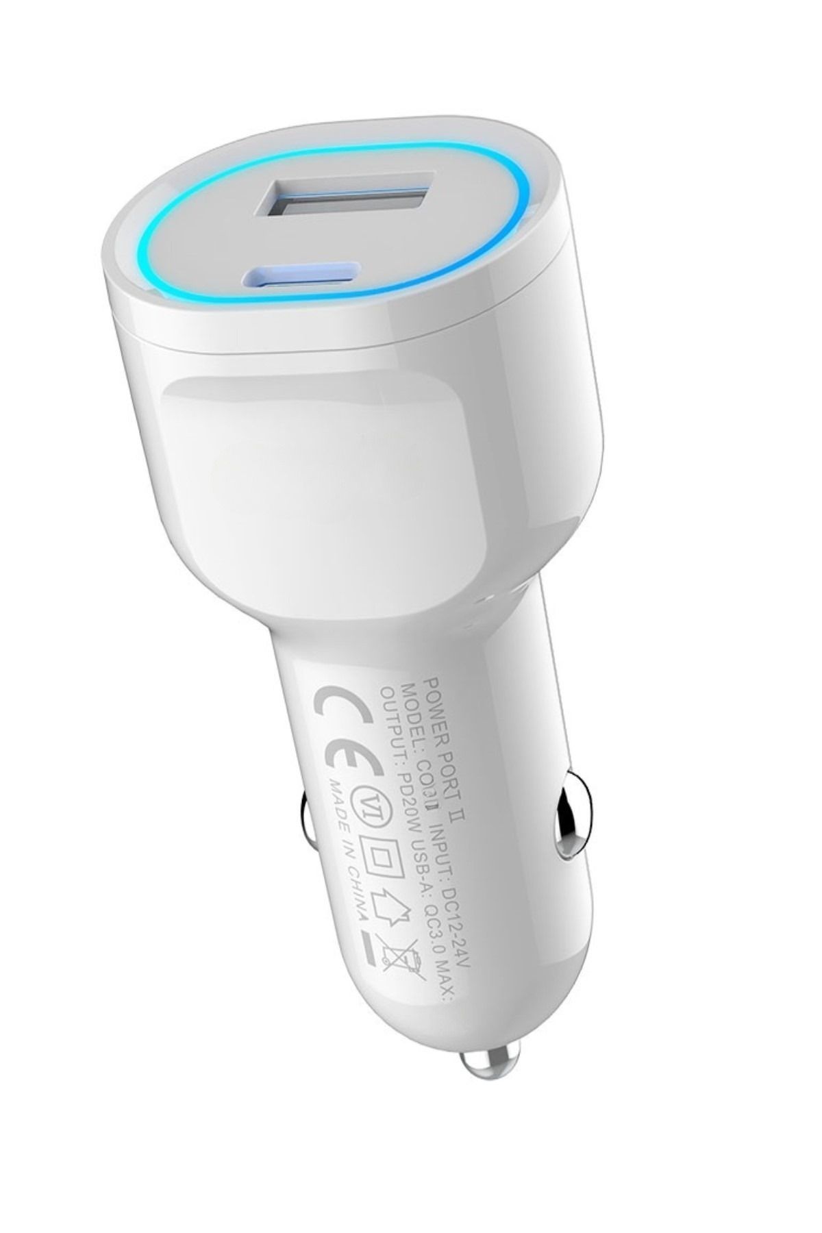 TEKNETSTORE 40w Araba Çakmaklık Hızlı Şarj Type-c Ve Usb Çıkışlı PD Şarj Aleti Işıklı Apple Android Tam Uyumlu