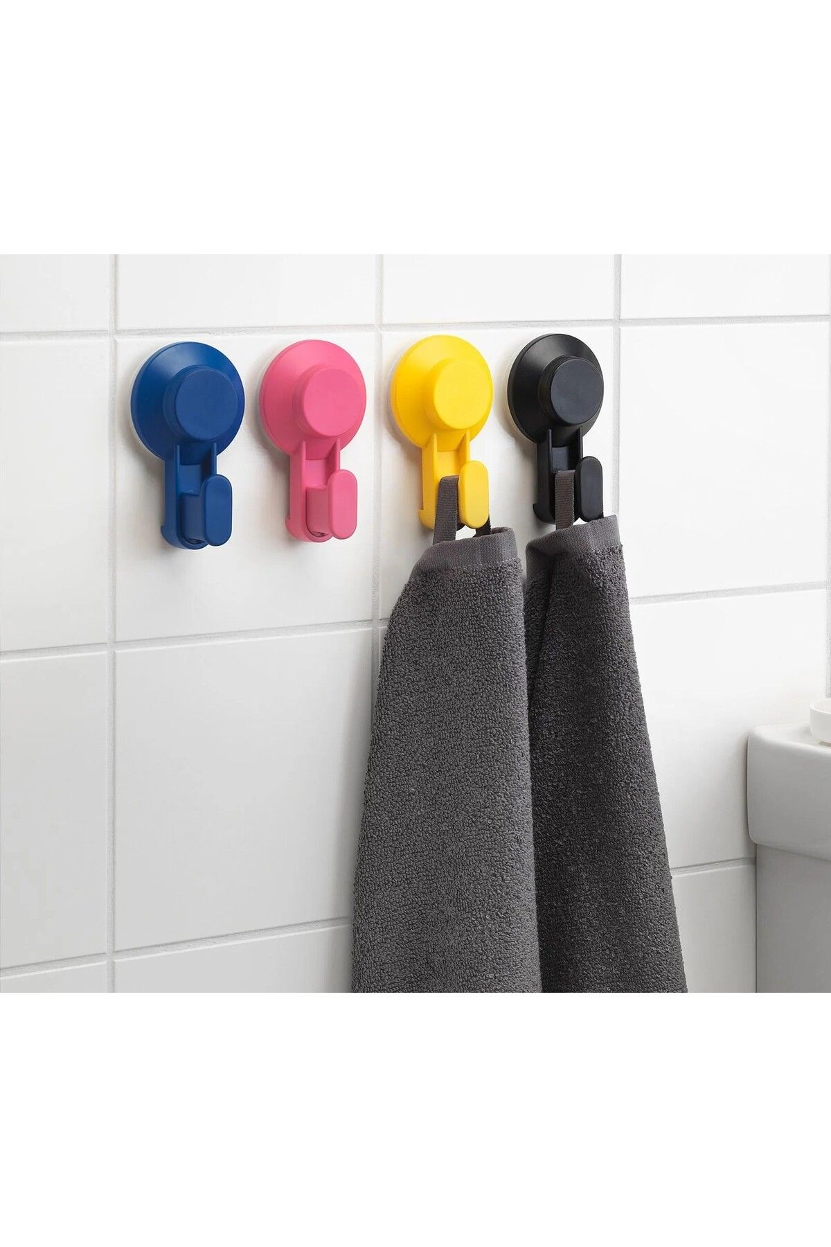 IKEA QUALİTY 4 Adet Vantuzlu Banyo Askısı İkea 4'lü Set Plastik Askı Havlu Bornoz Askılığı