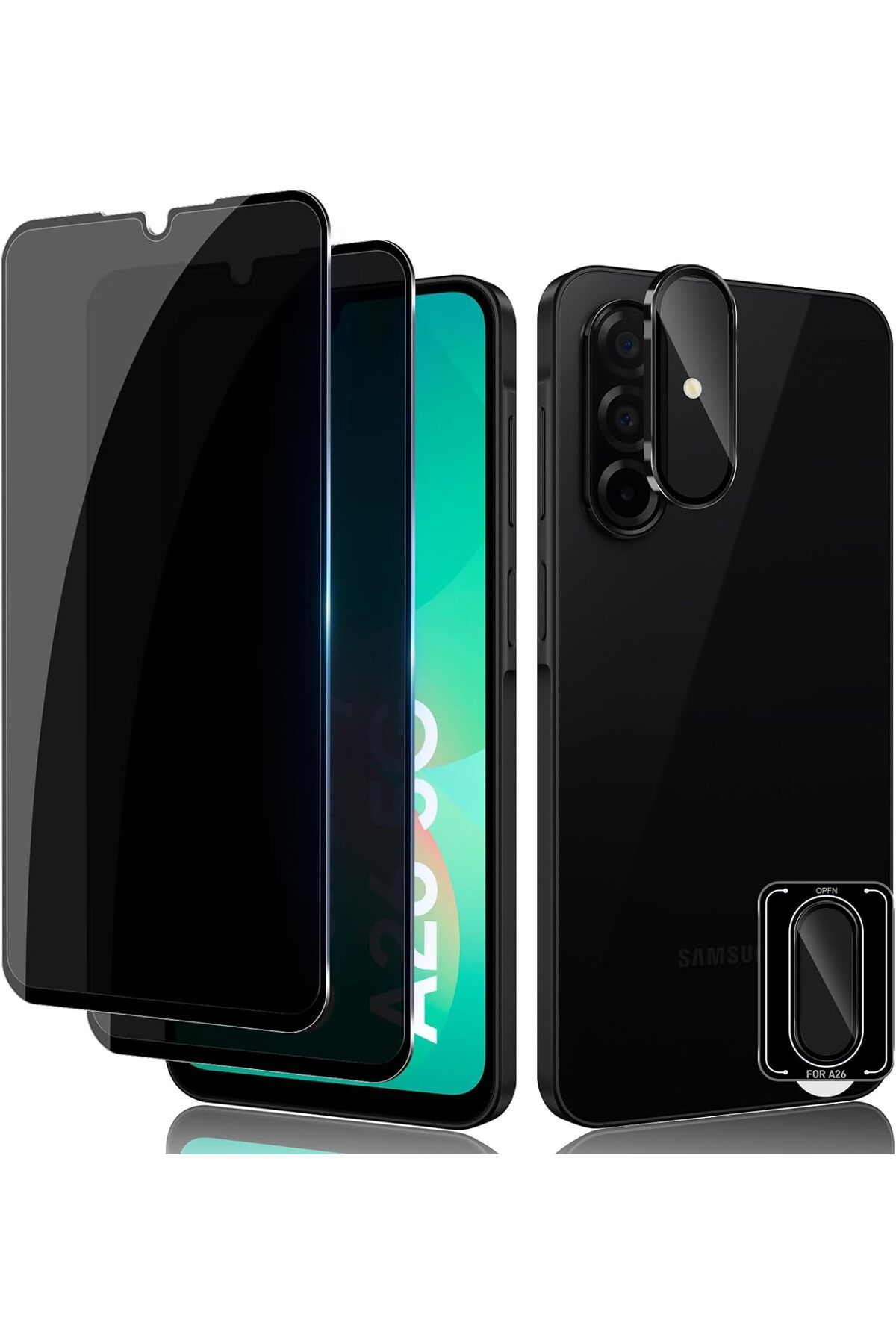aheaks Samsung Galaxy A26 Hayalet Ekran Koruyucu, Nano Cam + Kamera Koruma Lensi, 9H Sertlik HD Çizilmez