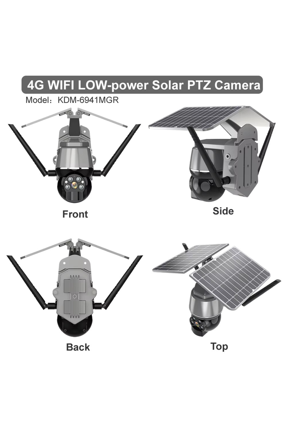 GÜMRÜK BEY ICAM Güneş Enerjili TF Kart Destekli Wifi PTZ IP Kamera 4Mp. HD Lens 360 Derece Gece Görüşü fotoğrafı 2 (önizleme)