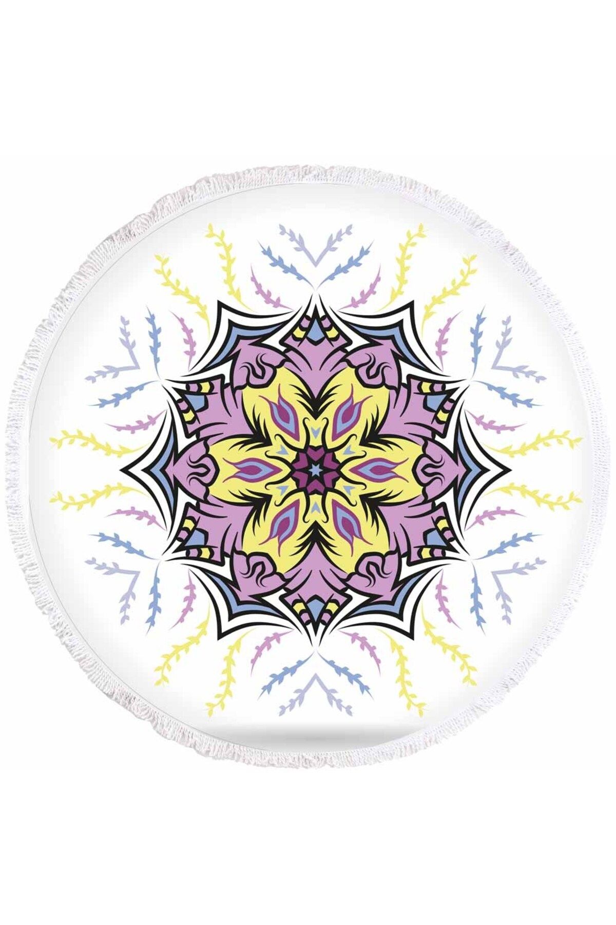 Fabeteks Mandala Açan Gül Dallı Plaj Havlusu 150x150cm