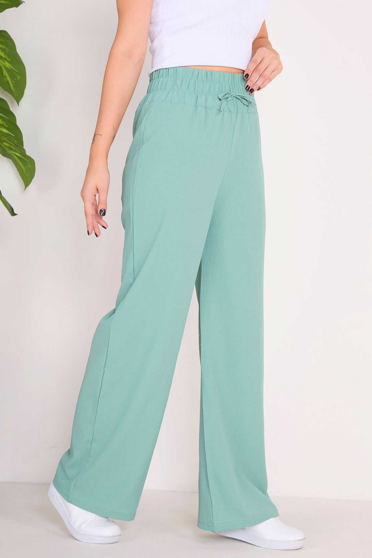 TOFİSA Beli Lastikli Pantolon Mint - 27074