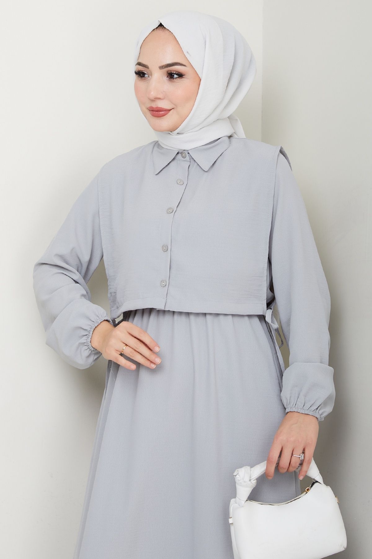 InStyle-Bolero Tie-Up Gray Dress 2