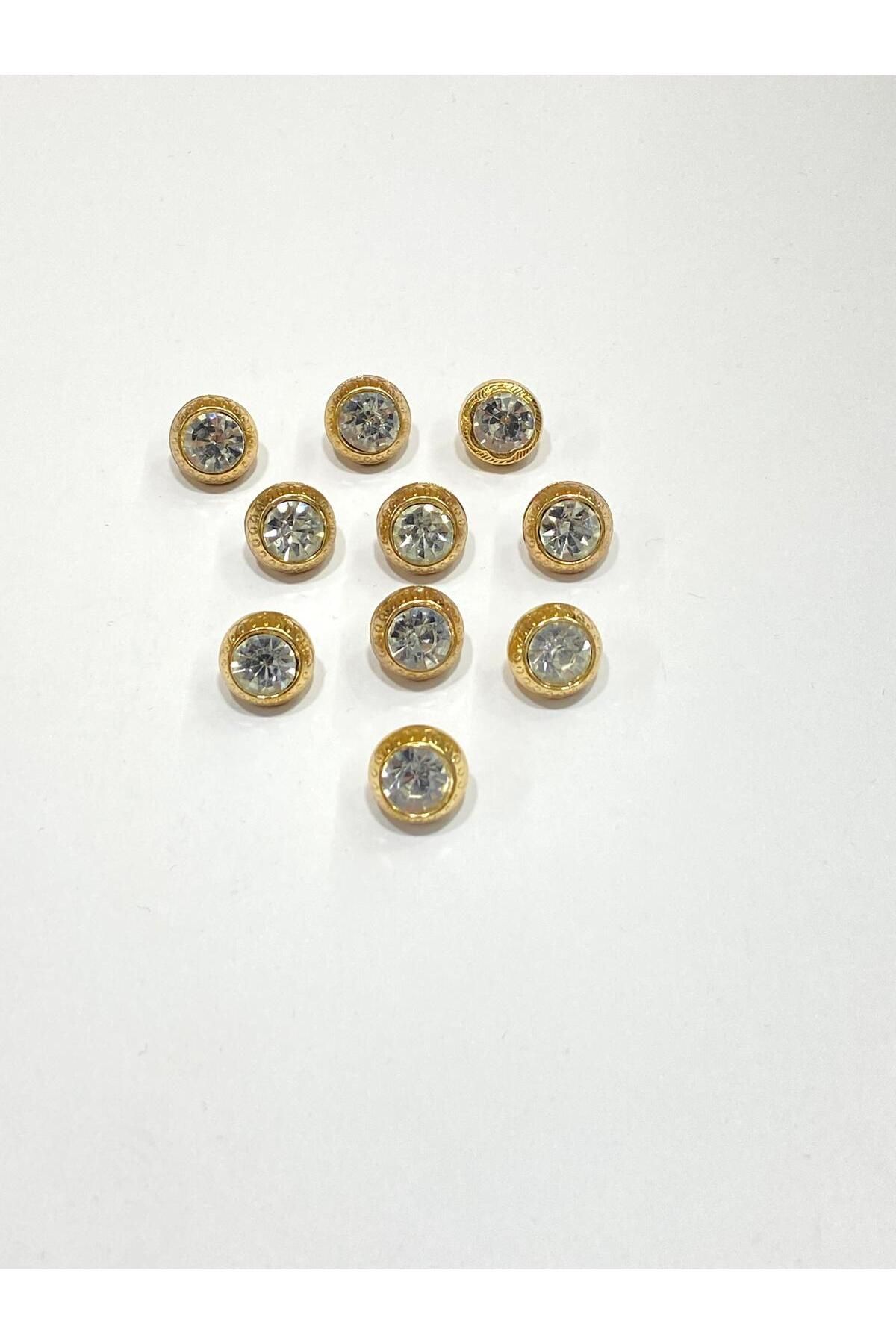 karantuhafiye Taşlı Bluz Düğmesi / Metal Bluz Düğmesi Gold / 10 Adet /2887/ Model 1