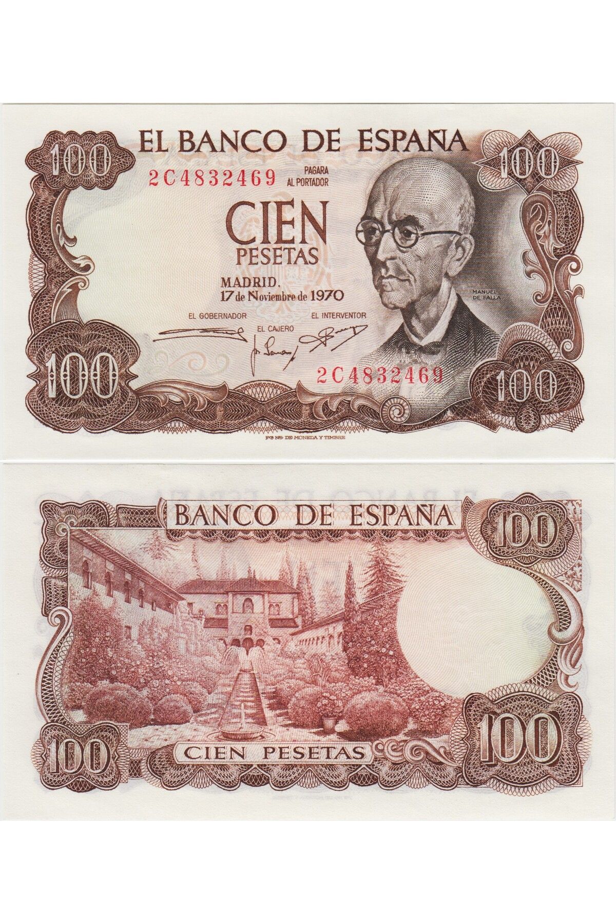 Banknoting İSPANYA 100 PESETA 1970 ÇİL KONDİSYON.