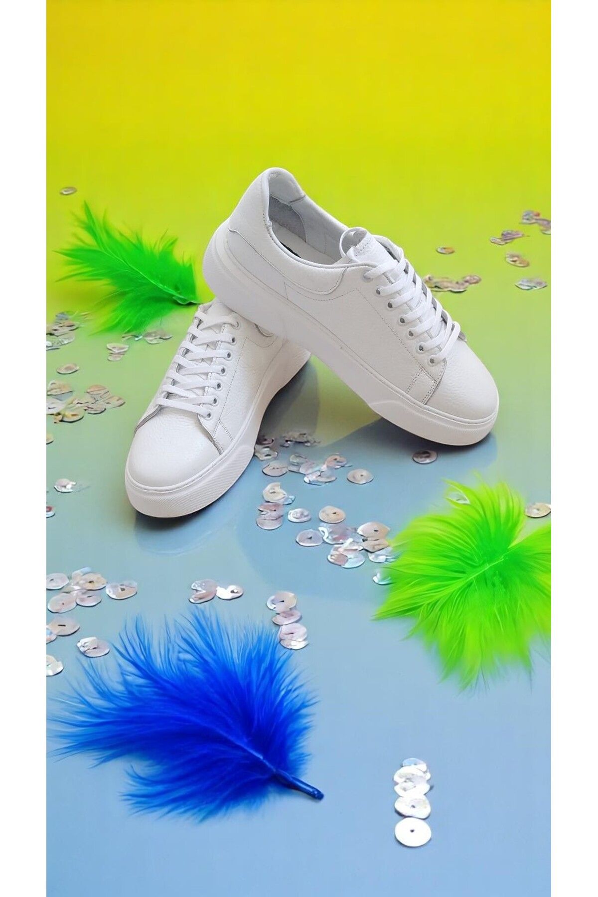 HIZIR SHOES Erkek Hakiki Beyaz Deri Casual Ayakkabı
