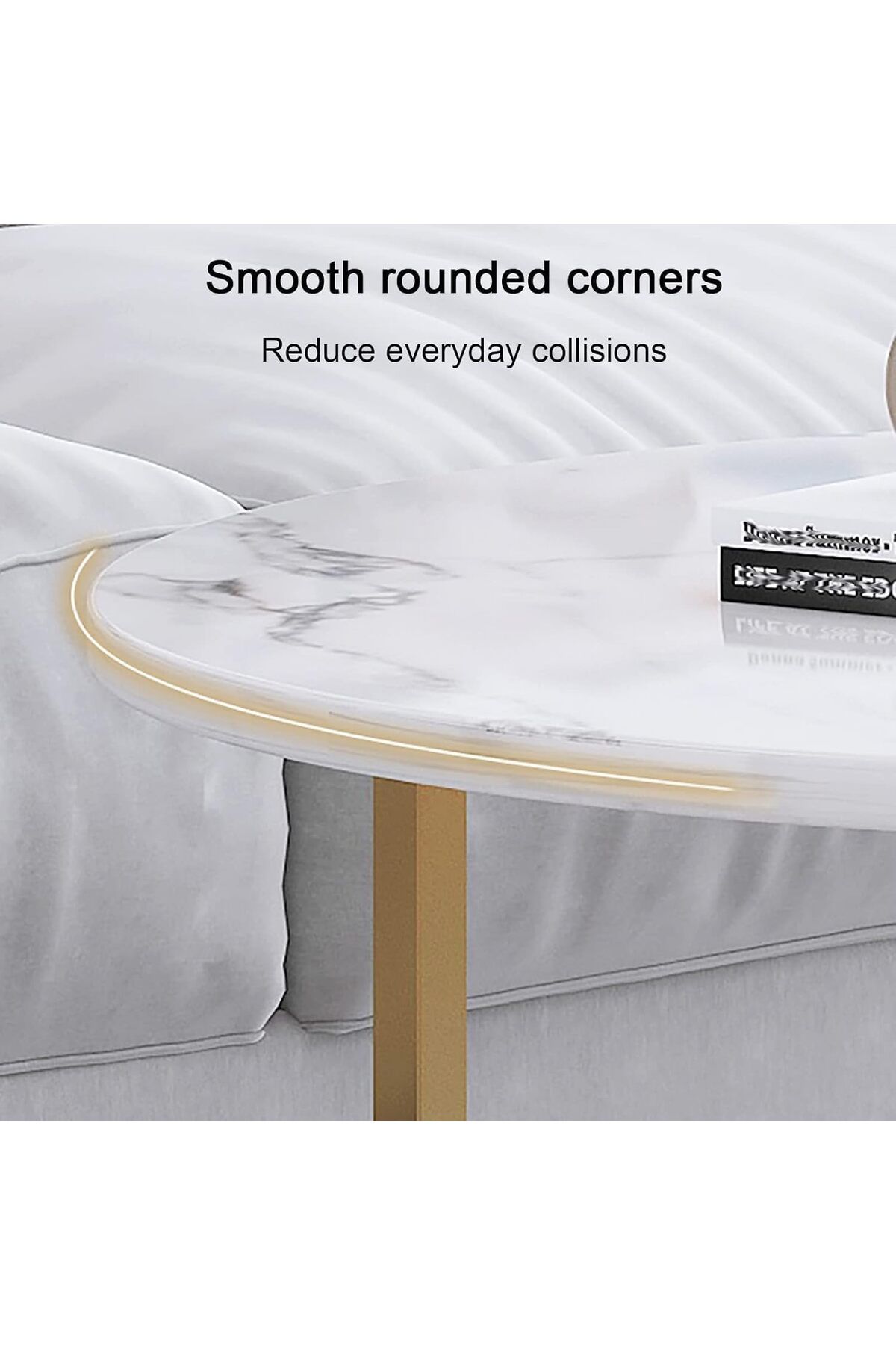 Generic-Modern Nesting Coffee Table Set of 2 Wooden Side Table Minimalist Round Nesting Table Sturdy Steel F 7