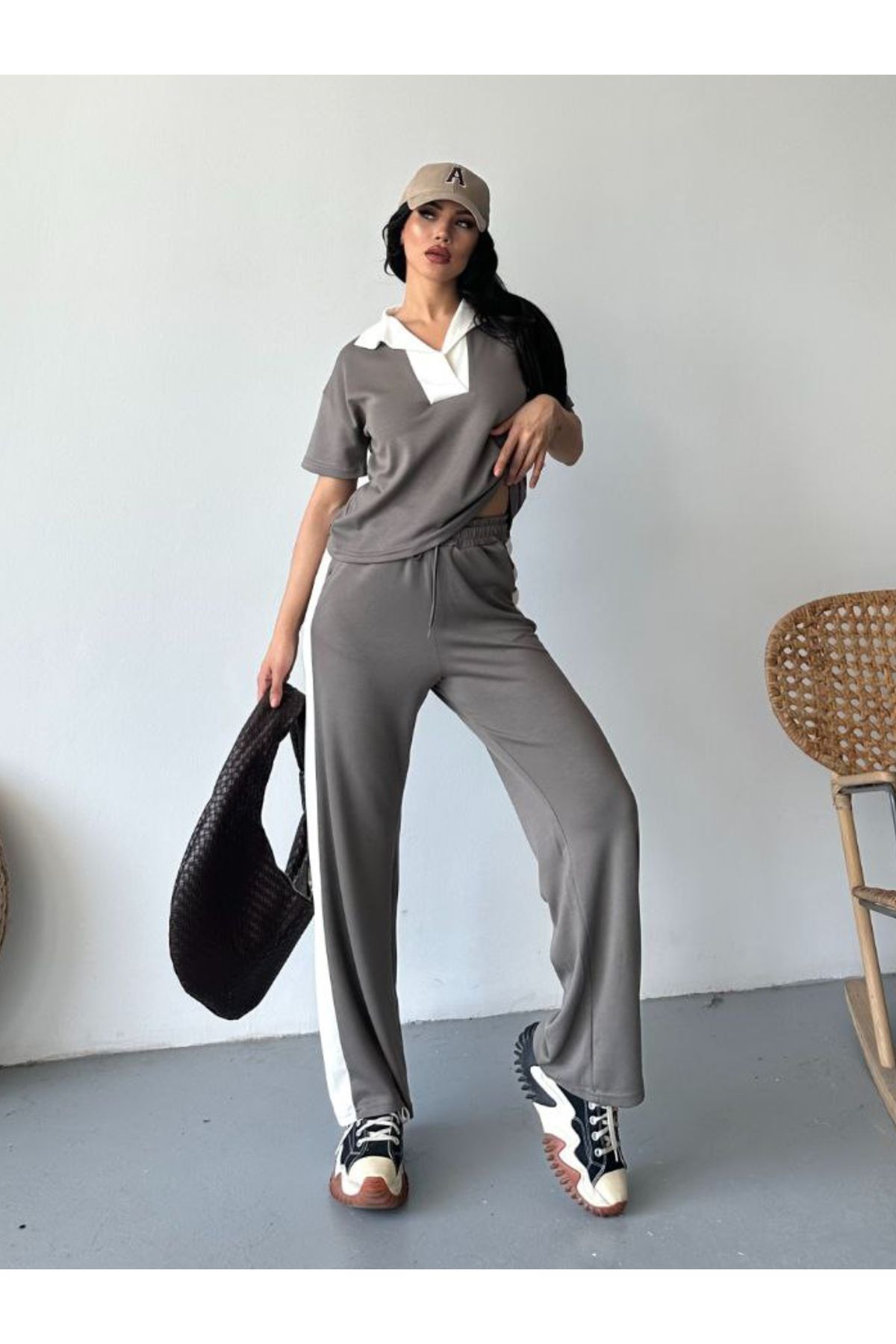 estilowear yanı şeritli Spor eşofman takımı Model 2015001