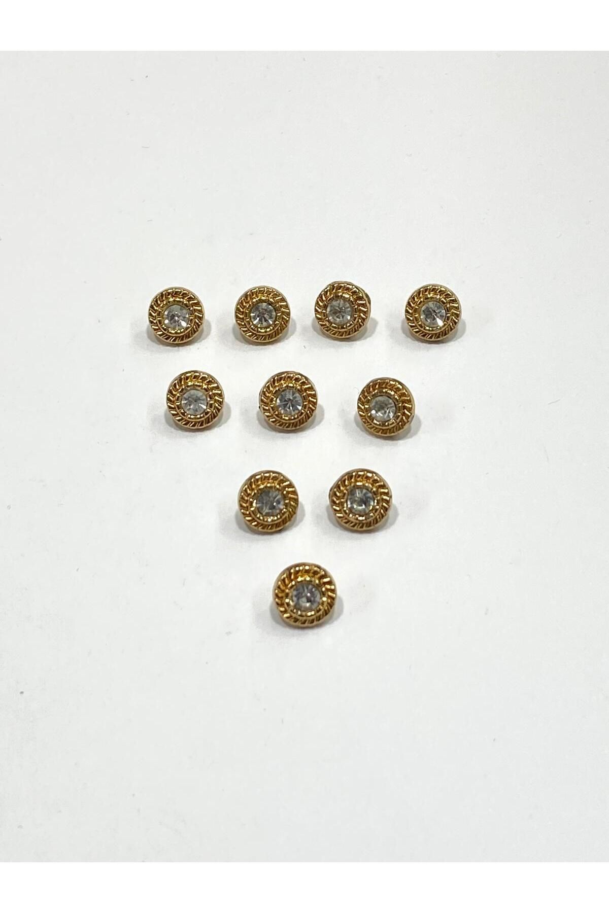 karantuhafiye Taşlı Bluz Düğmesi / Metal Bluz Düğmesi Gold / 10 Adet /2887/ Model 5