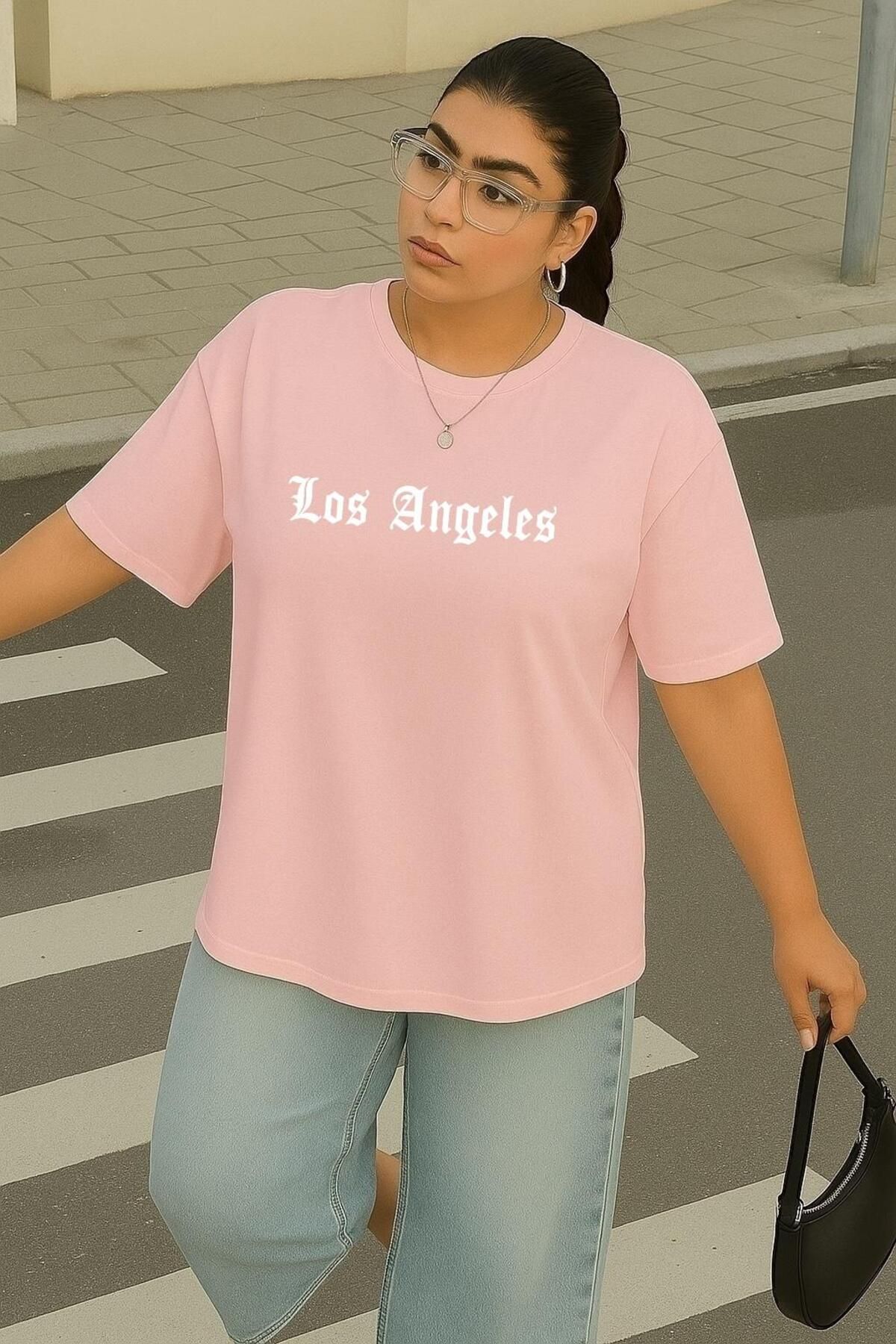 BENROMA BÜYÜK BEDEN LOS ANGELES BASKILI UNİSEX TİŞÖRT