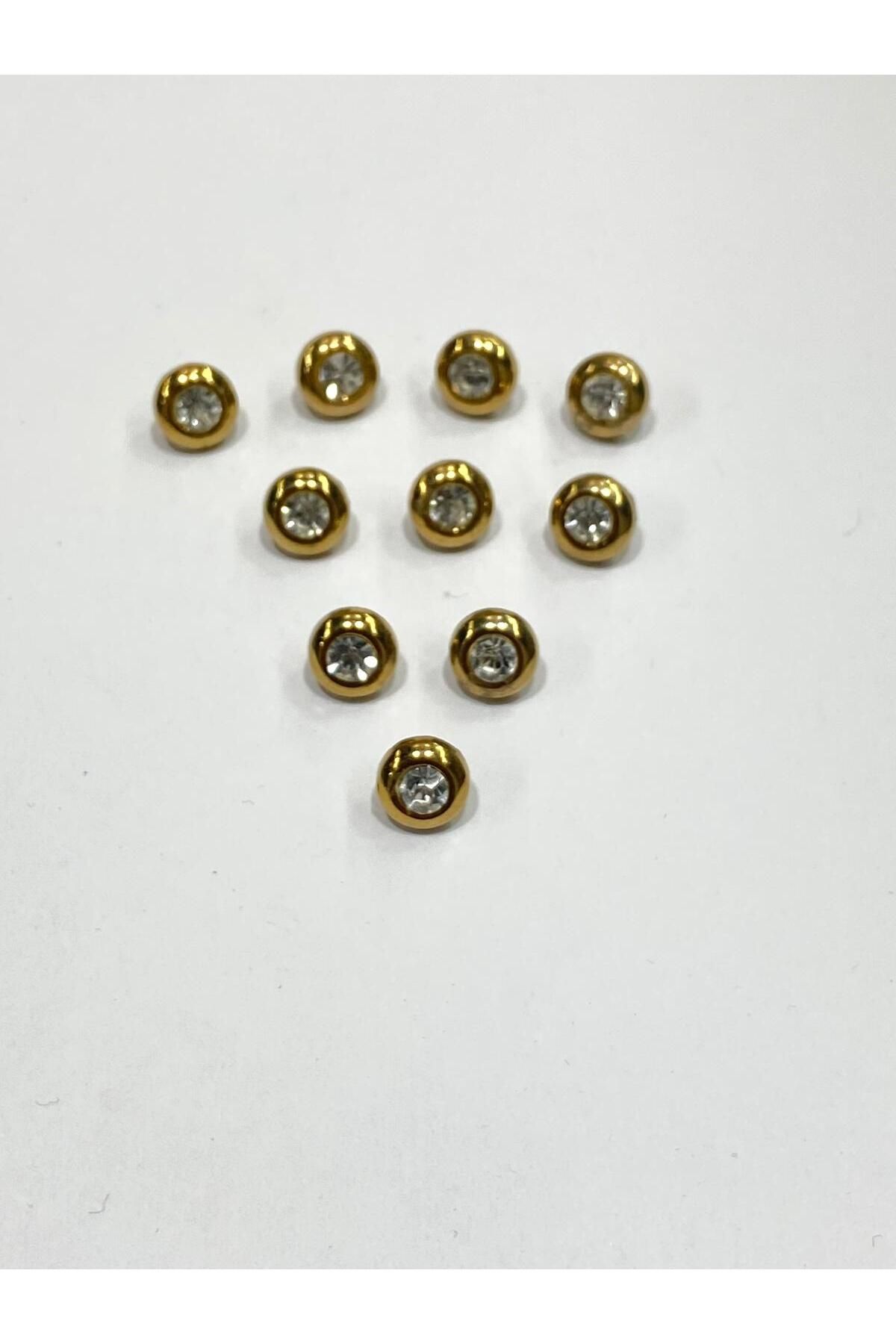 karantuhafiye Taşlı Bluz Düğmesi / Metal Bluz Düğmesi Gold / 10 Adet /2887/ Model 4