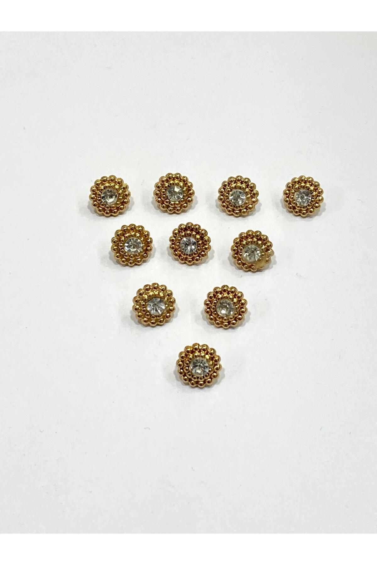 karantuhafiye Taşlı Bluz Düğmesi / Metal Bluz Düğmesi Gold / 10 Adet /2887/ Model 3