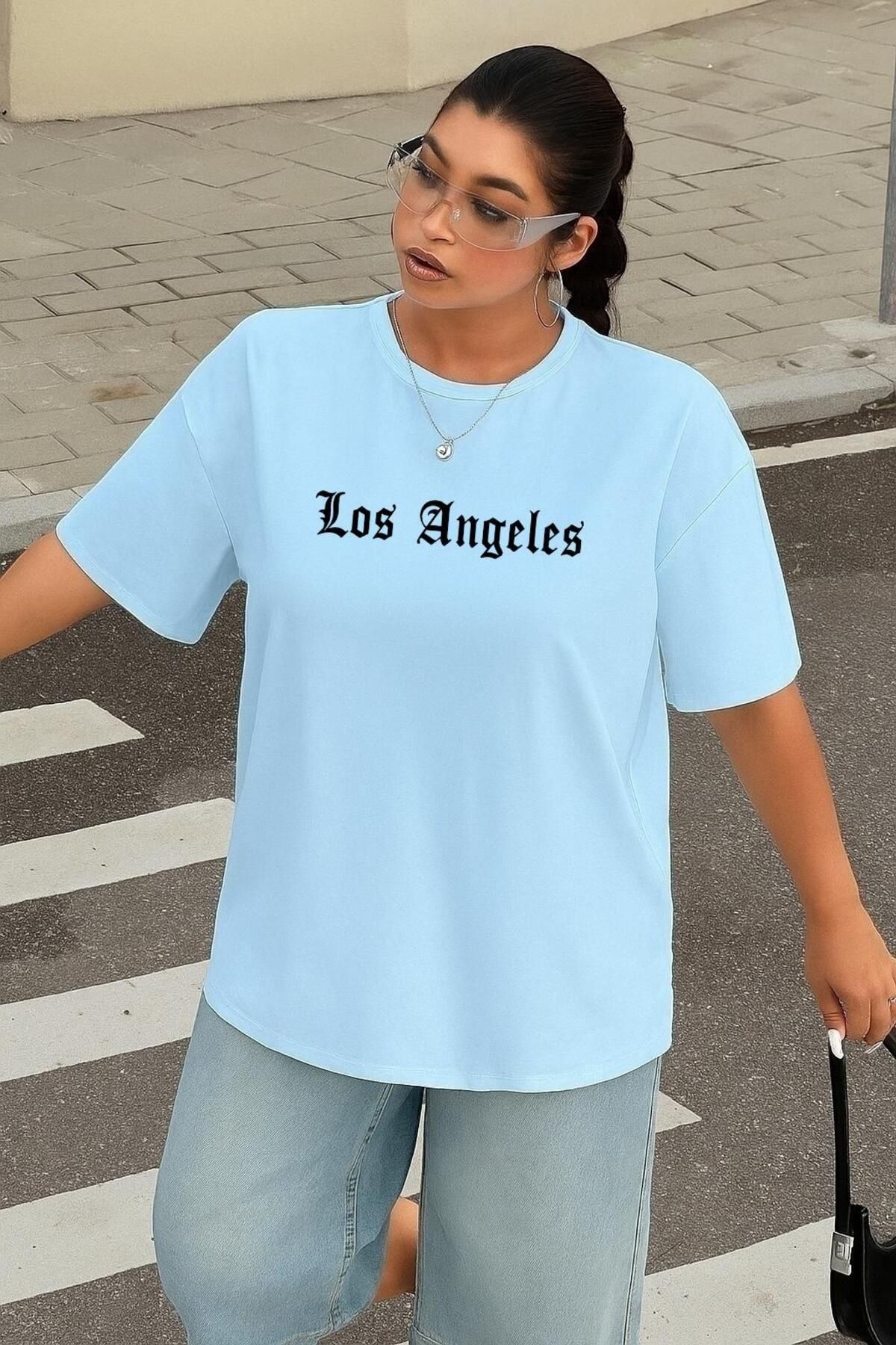 BENROMA BÜYÜK BEDEN LOS ANGELES BASKILI UNİSEX TİŞÖRT