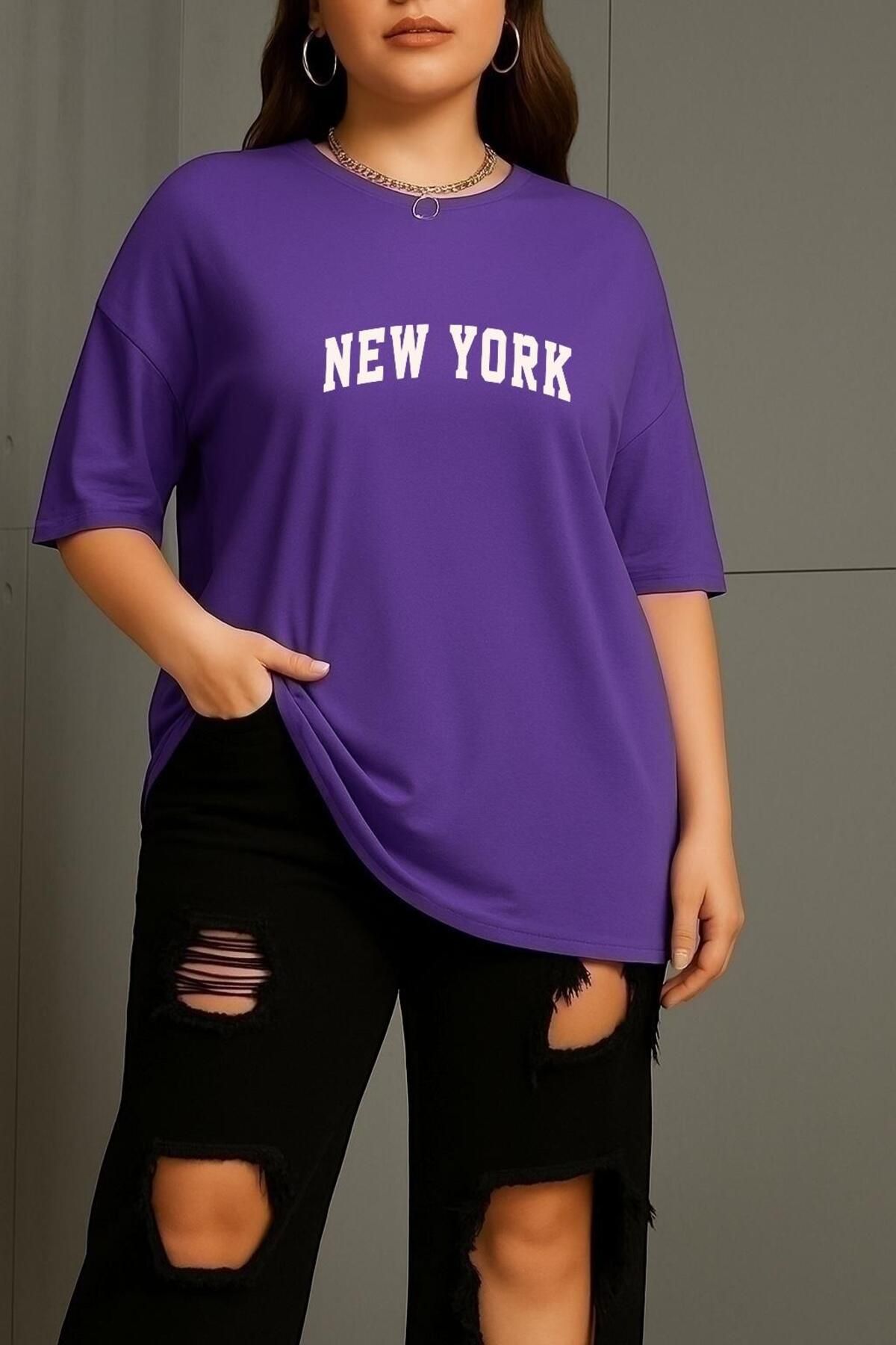 BENROMA BÜYÜK BEDEN NEW YORK BASKILI UNİSEX  T-Shirt