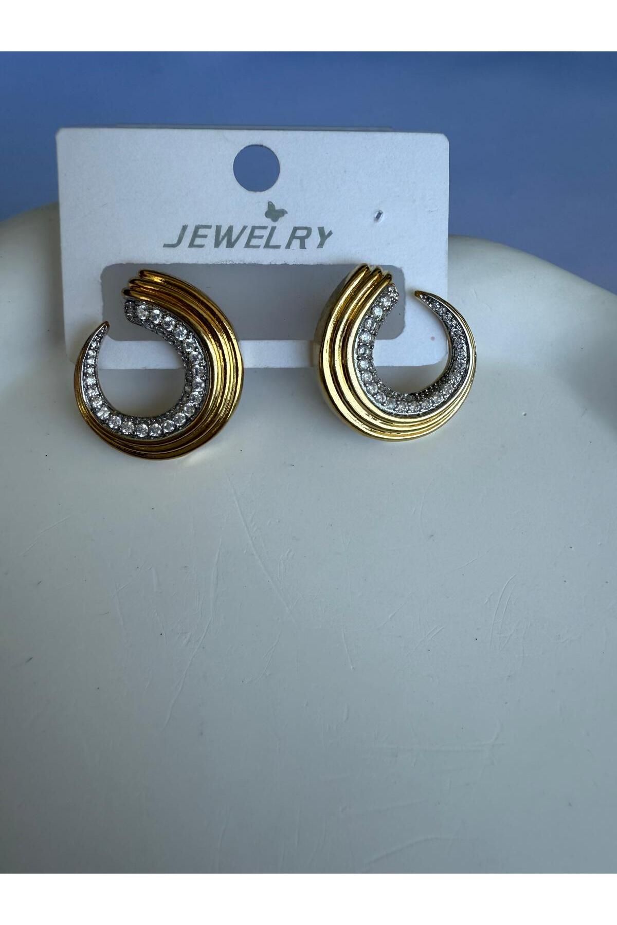 ennRey Gold Zirkon Taşlı Küpe