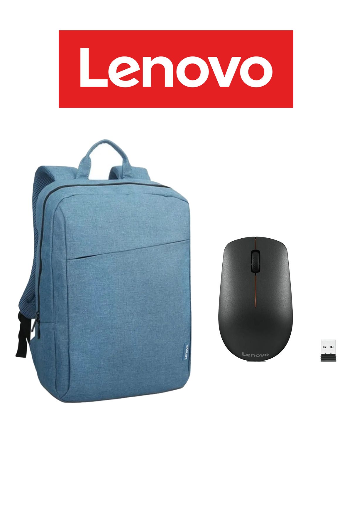 LENOVO Case 15.6" B210 Laptop Sırt Çantası Mavi + LENOVO 400 Wireless Kablosuz Mouse Siyah