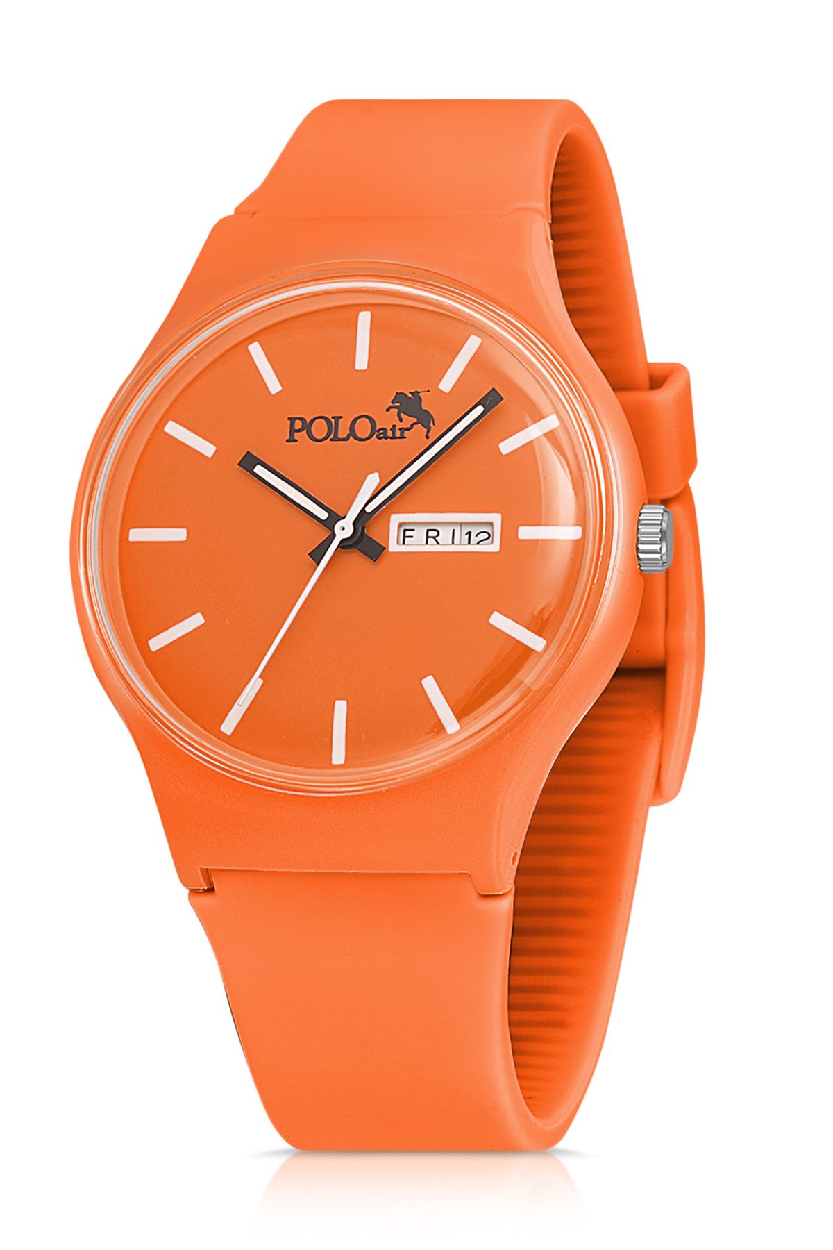Polo Air Spor Unisex Silikon Kordon Gün Ay Takvimli Kol Saati Turuncu Renk PL-1555B10x