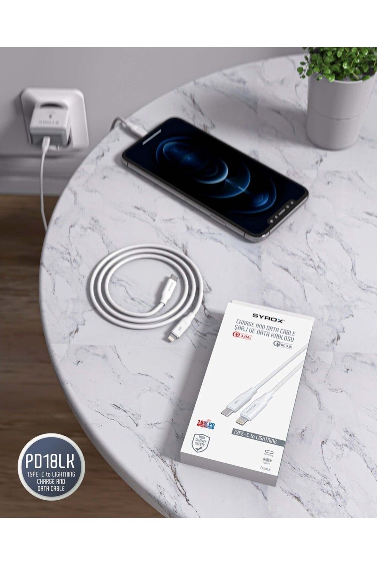 Syrox Umut Bilşim Teknolojileri _ Apple Iphone Uyumlu Hızlı Şarj Aleti 18w Usb-c Kablo+adaptör 11-12 Pro