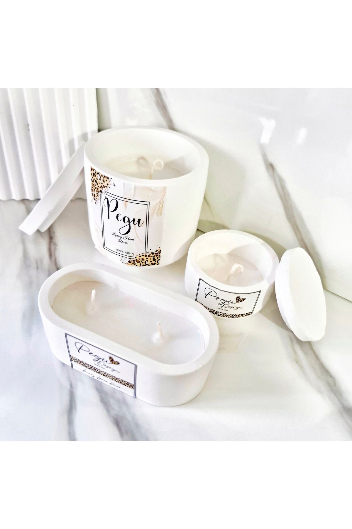 Pegubabycollection Lux Home 3 lü Set %100 Doğal Soya Wax Mum , kavanoz mum