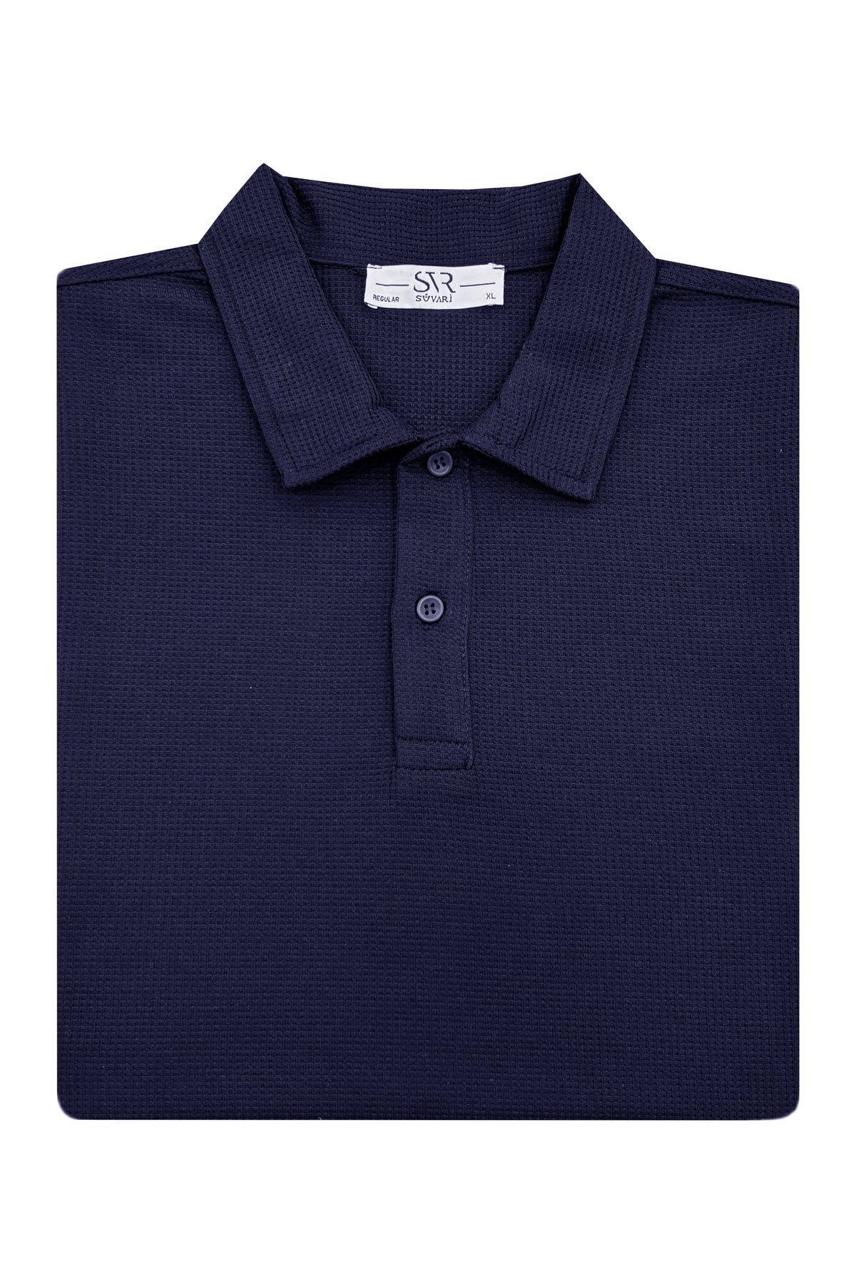 SÜVARİ Süvari Bol Kesim Waffle Desenli Yumuşak Dokulu Çift Kat Yakalı Polo Yaka T-Shirt