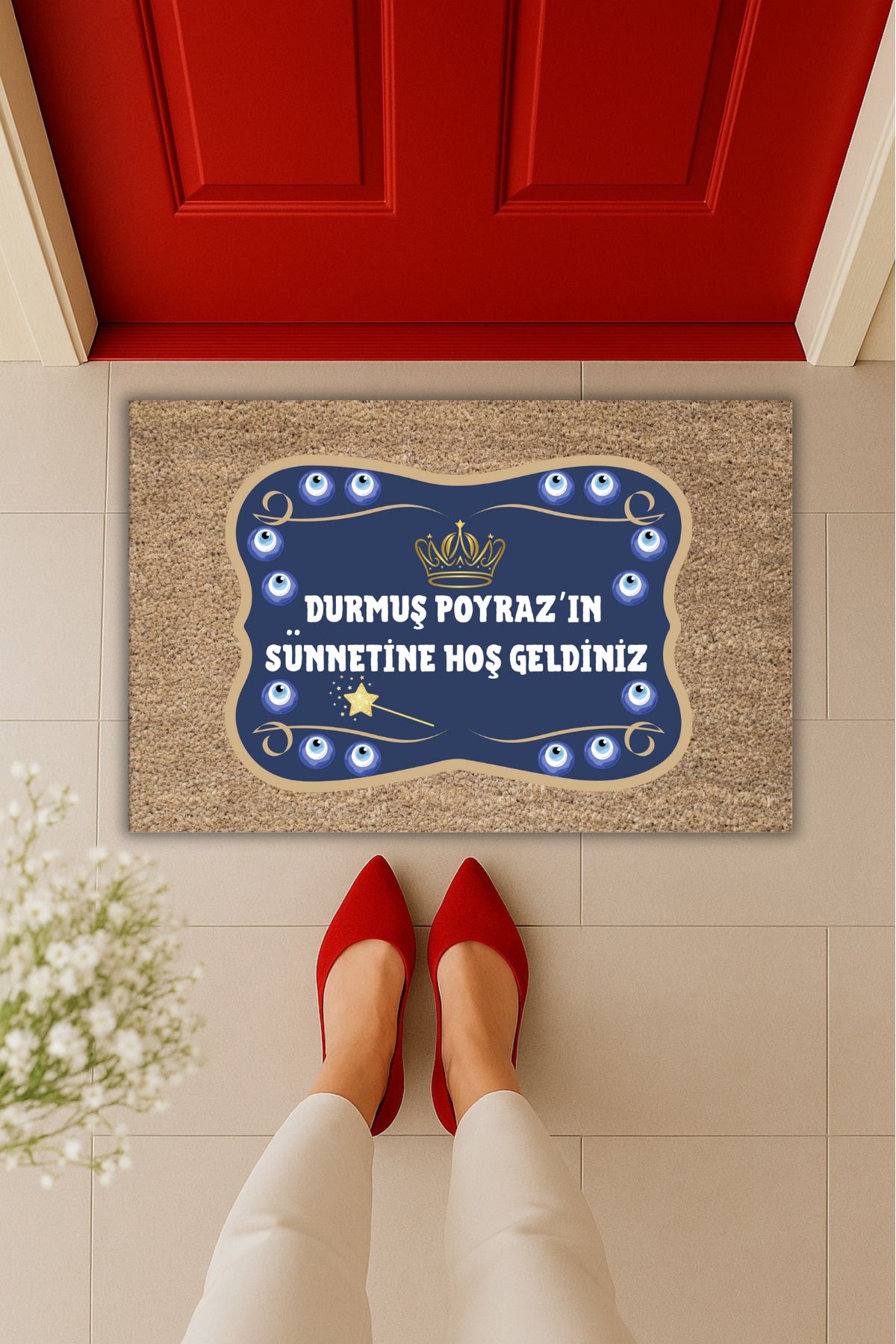 Dormot Home Yüksek Kaliteli Dijital Baskı İsme Özel Sünnet Evi Kapı Önü Paspası