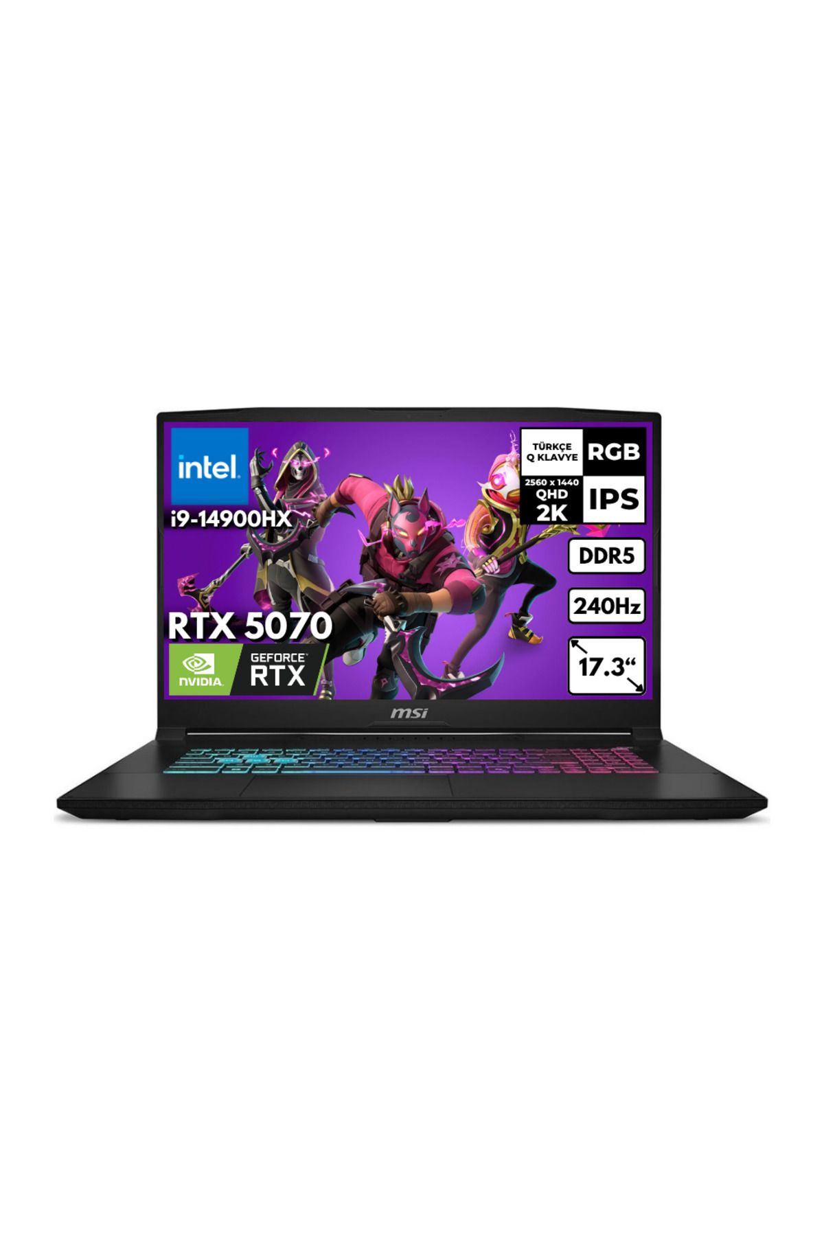 MSI KATANA 17 i9-14900HX 32GB 4 TBSSD RTX5070 (8GB) 17.3" 2K QHD 240Hz Win11 Pro B14WGK-048XTRHMF32