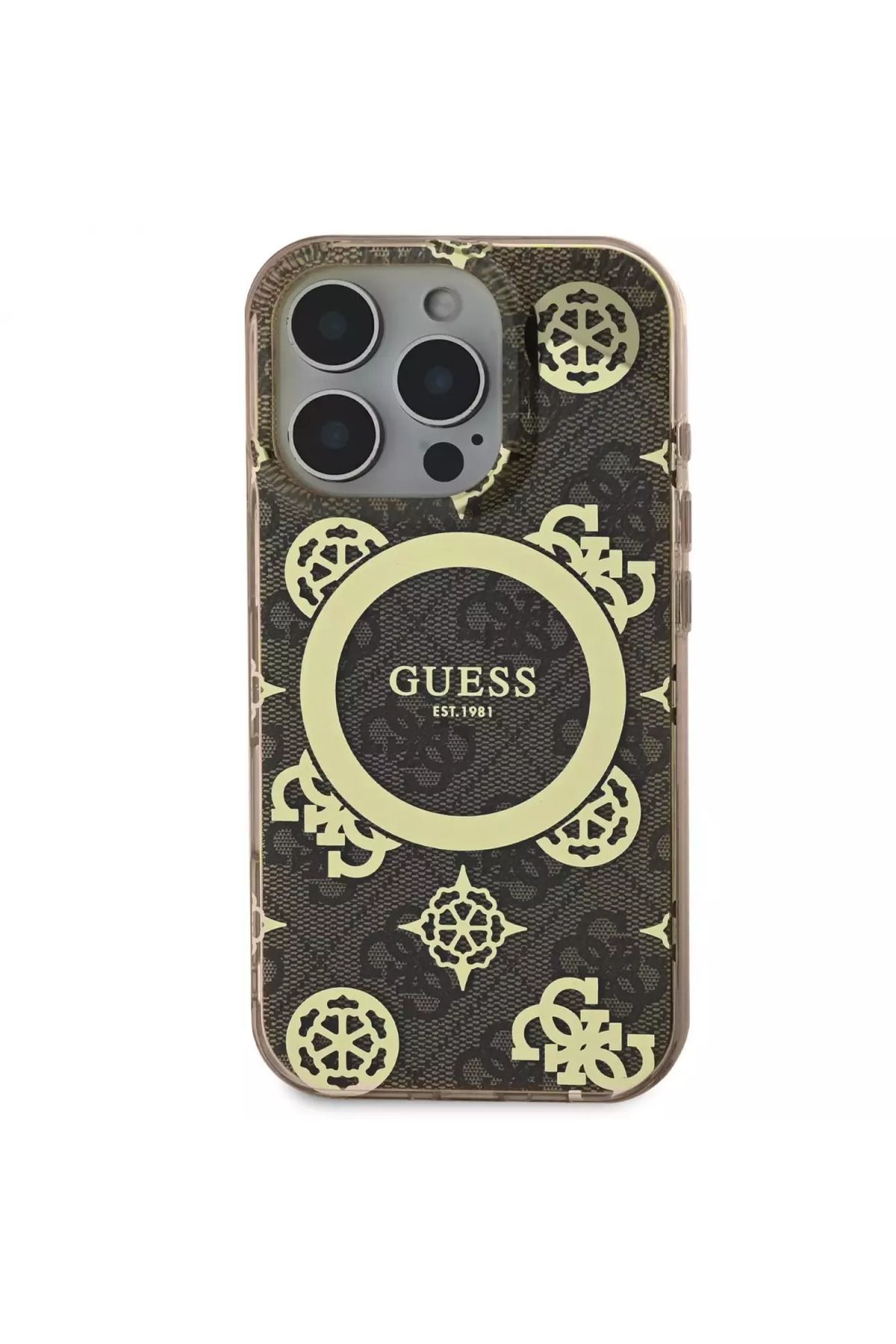 Guess-كفر شفاف بني ذهبي لآيفون 16 برو ماكس – تصميم أصلي أنيق مع دعم Mag Safe من Cg Mobile 1