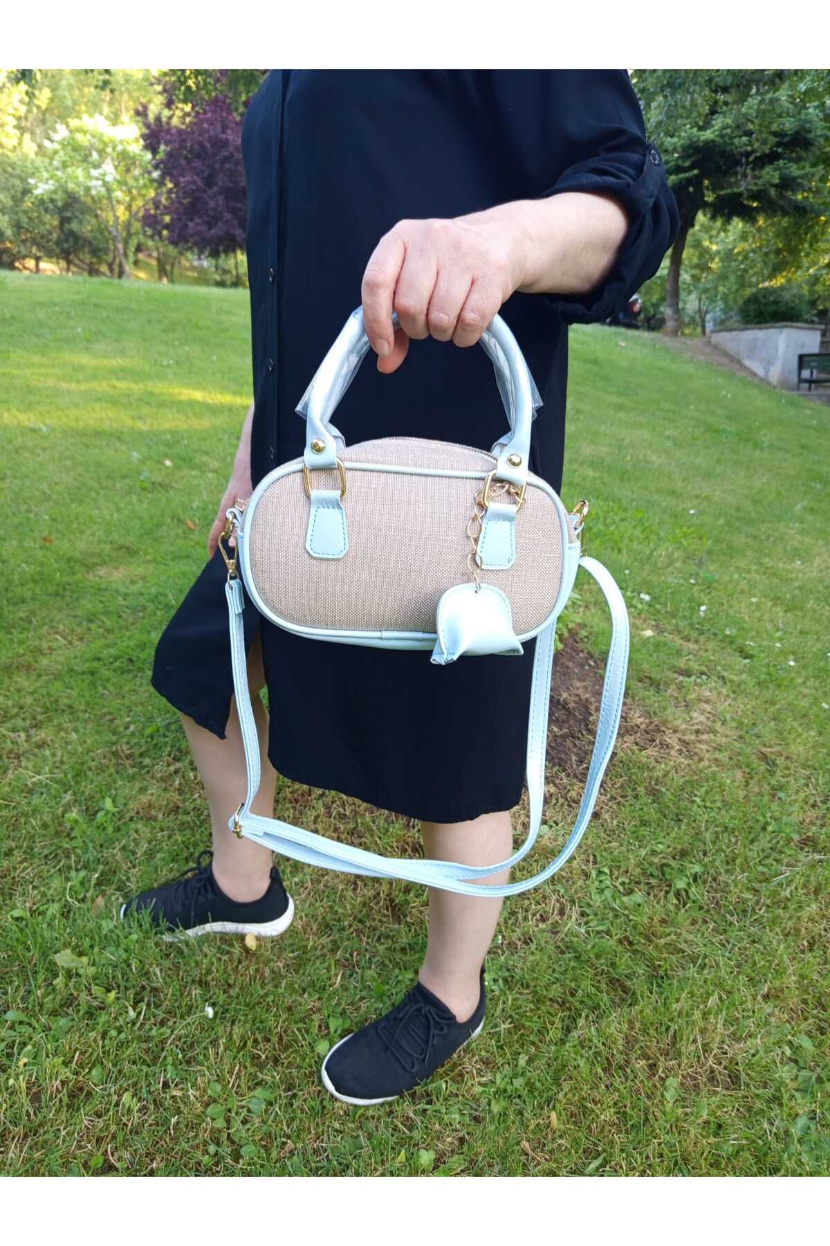 EG BAGS Kadın Hasır Görünümlü Mini Tote Çanta