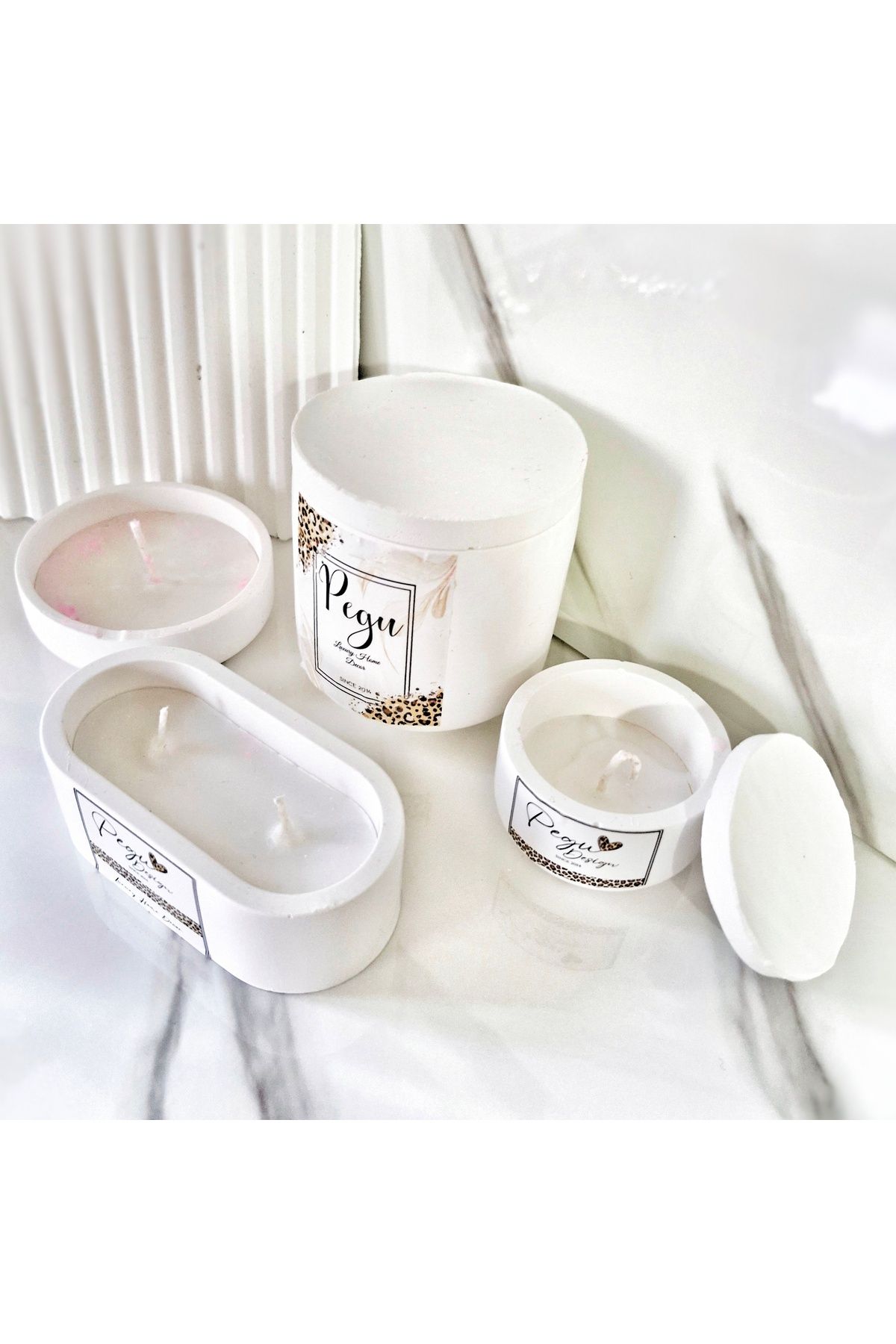 Pegubabycollection Lux Home 4 lü Set %100 Doğal Soya Wax Mum , kavanoz mum