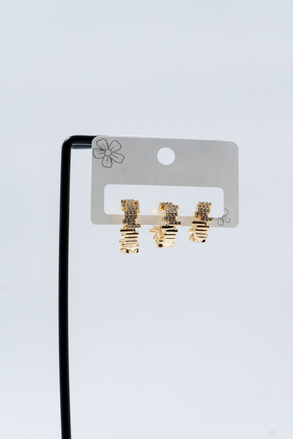 ATELİER BEREN Modern Layers - Gold-Gümüş Renk Seçenekli Işıltılı Küpe Seti