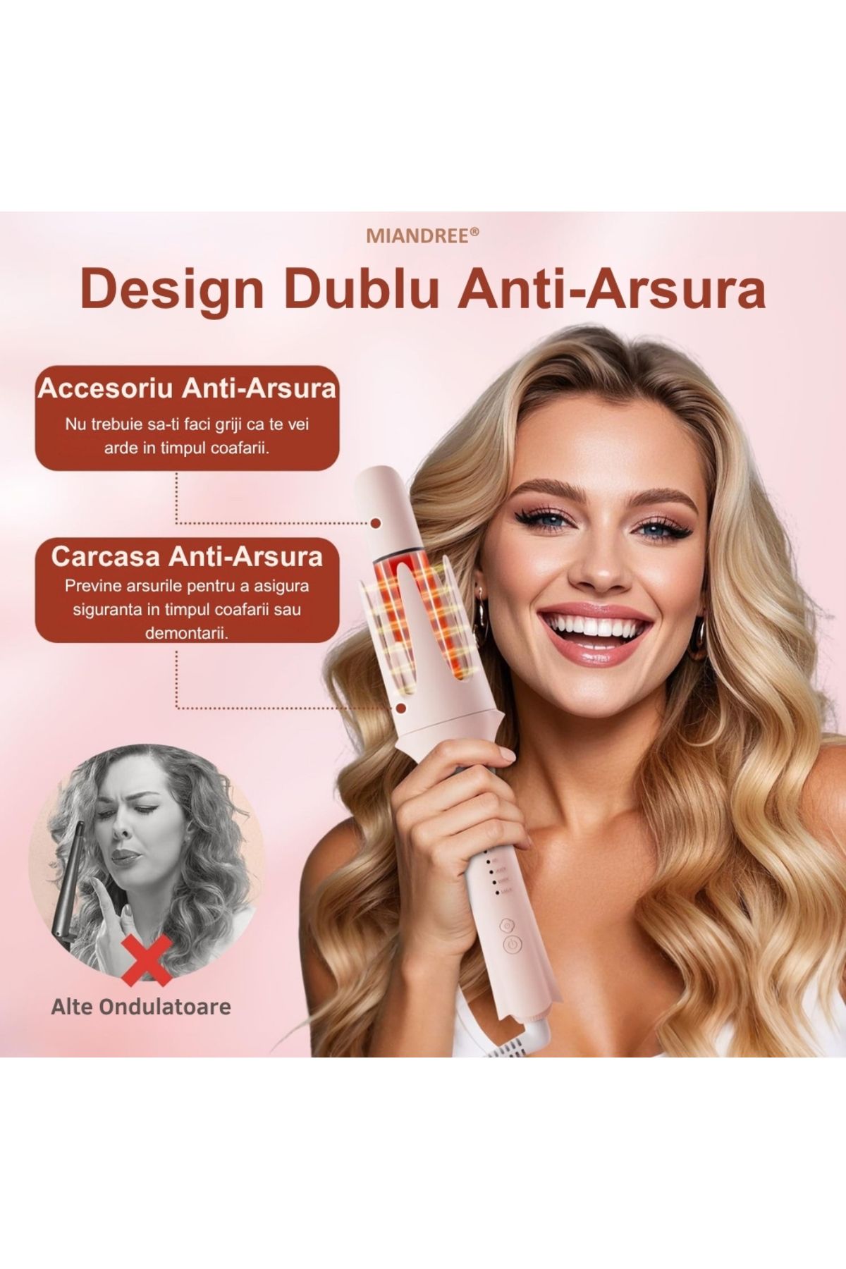 OEM-Automatic Curling Iron 7 IN 1, MIANDREE®, Tourmaline Ceramic, 3 Temperature Settings, 3 Timer Settings 5