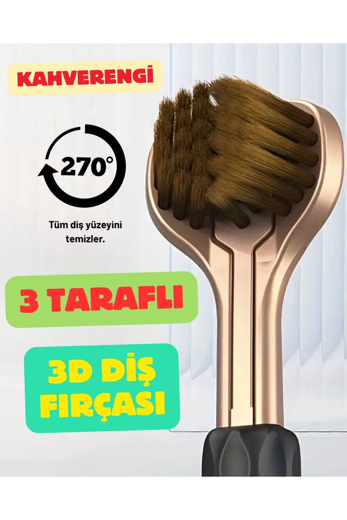 Antin Kuntin Kahverengi 3 Taraflı Diş Fırçası 3 Boyutlu Yumuşak Uçlu Komple Temizlik Çok Yönlü Koruma