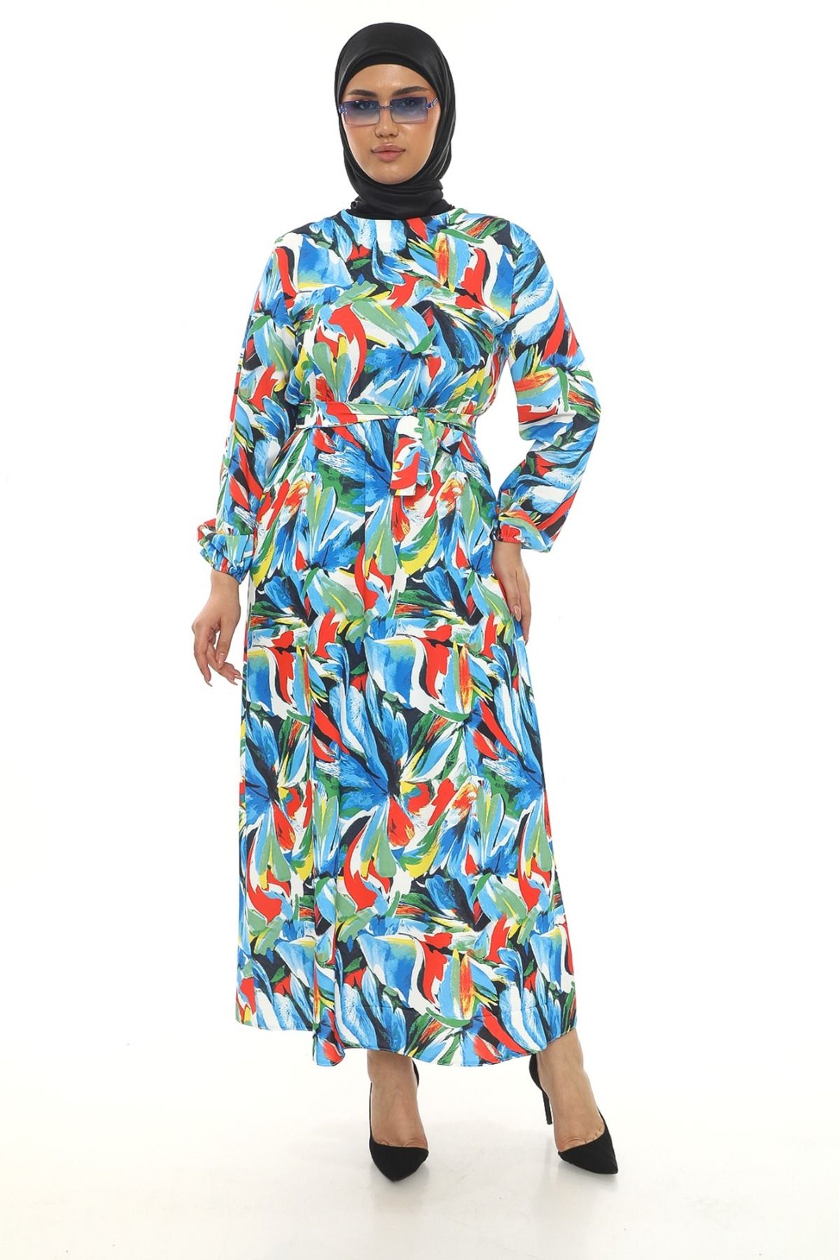 Butik Kadın büyük beden desenli elbise